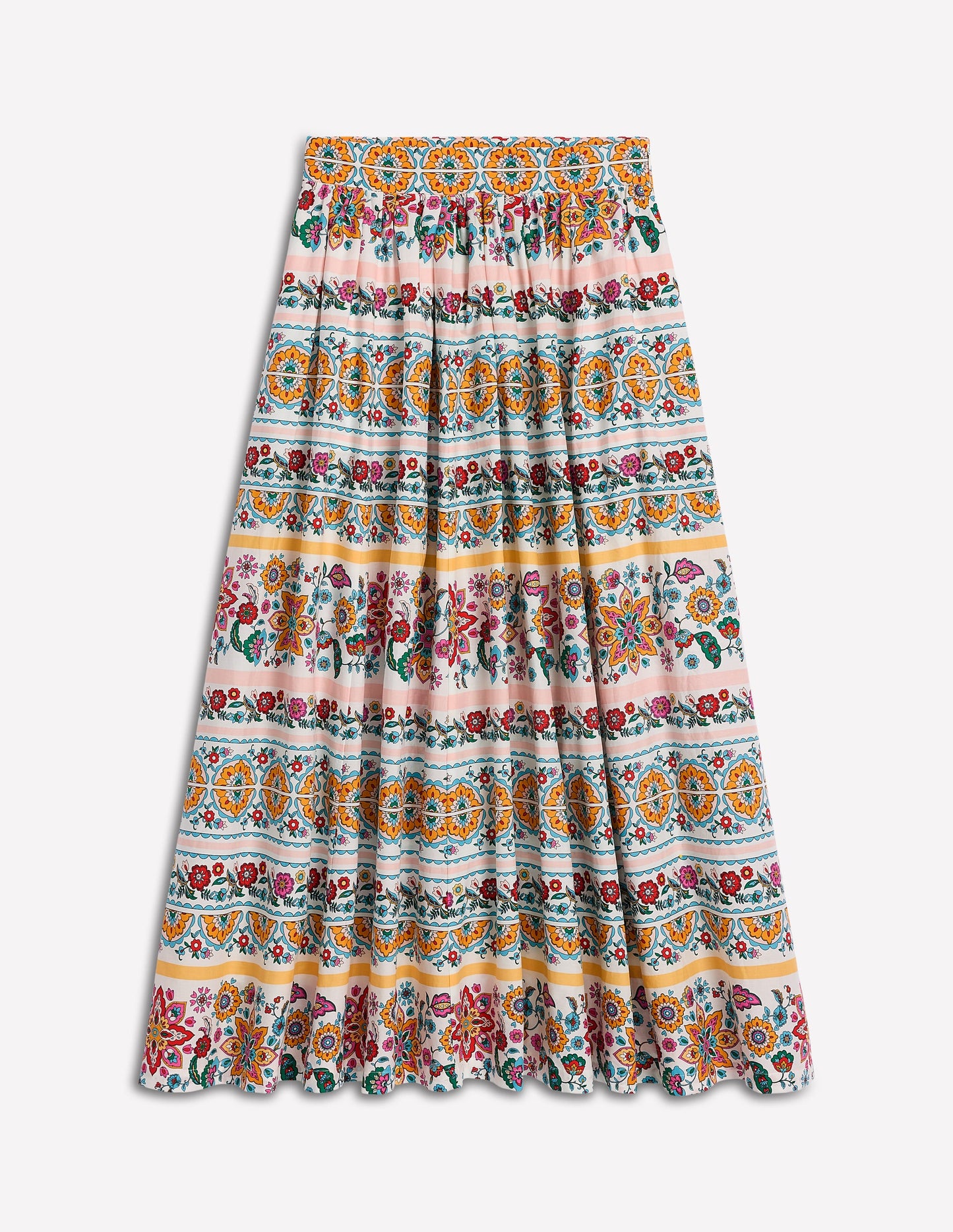 Full Poplin Maxi Skirt-Ivory, Botanical Sprig