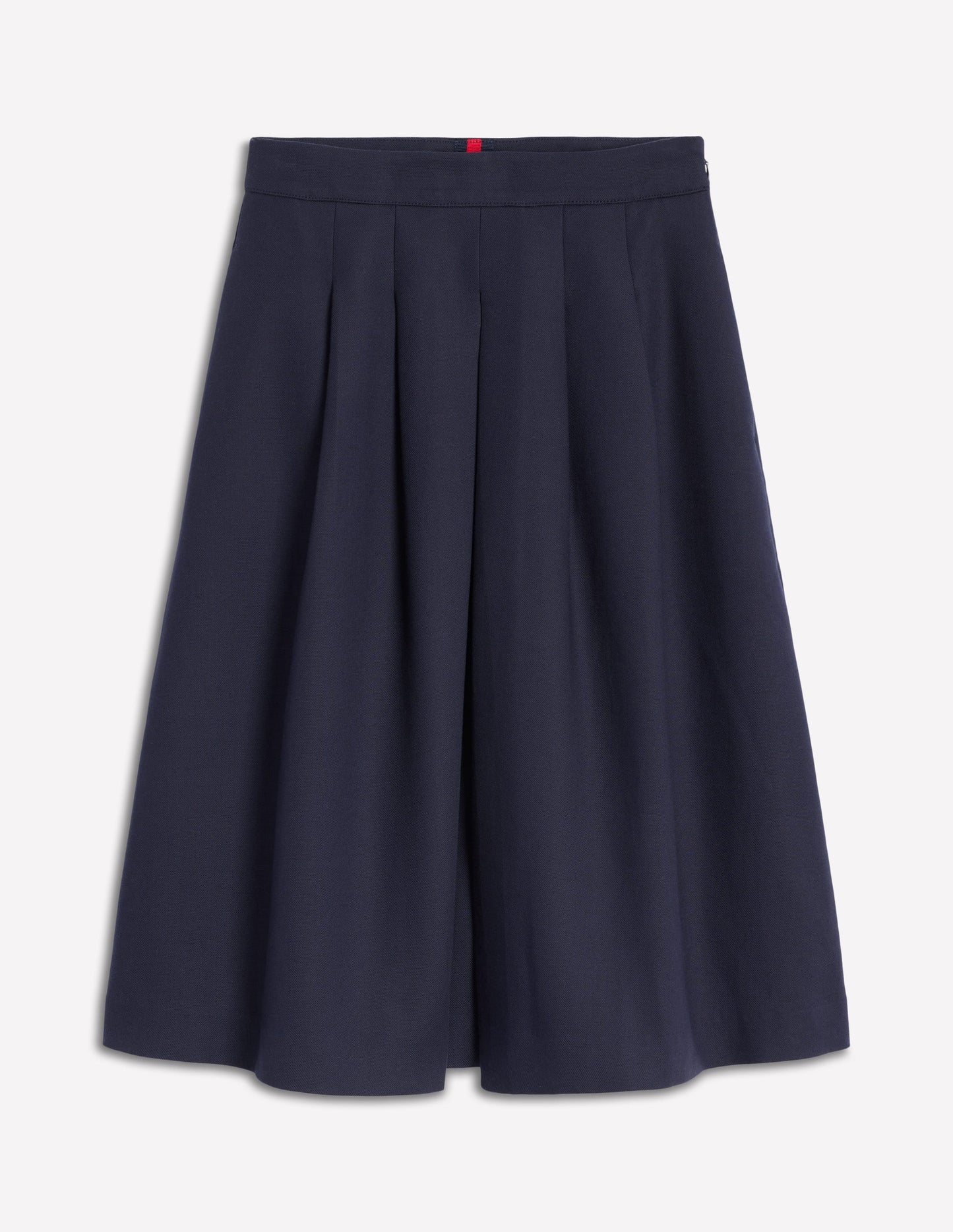 Pleat Detail Midi Skirt-Navy
