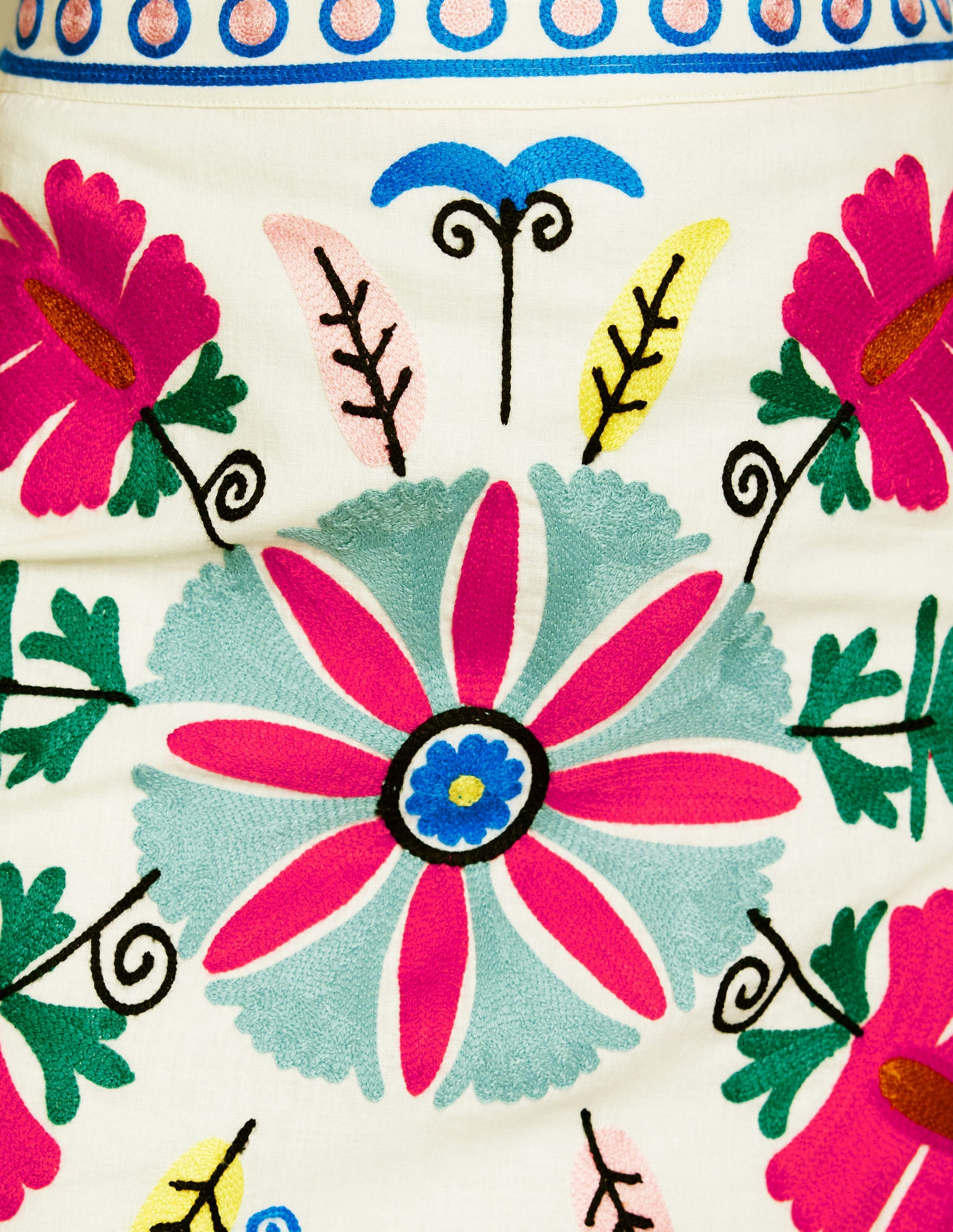 Aline Embroidered Linen Skirt-Ivory Embroidery-2