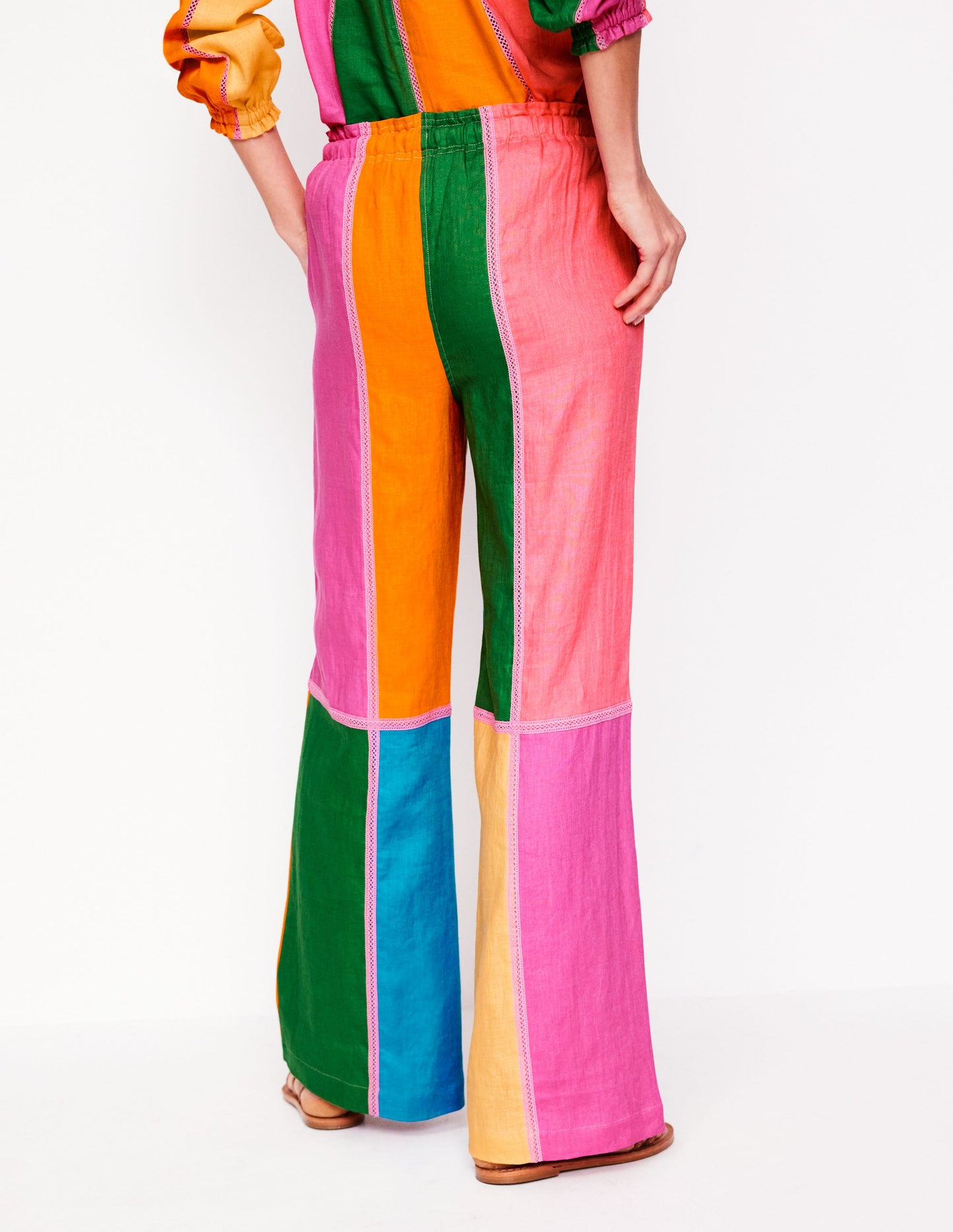 Islington Linen Trousers-Multi Colourblock