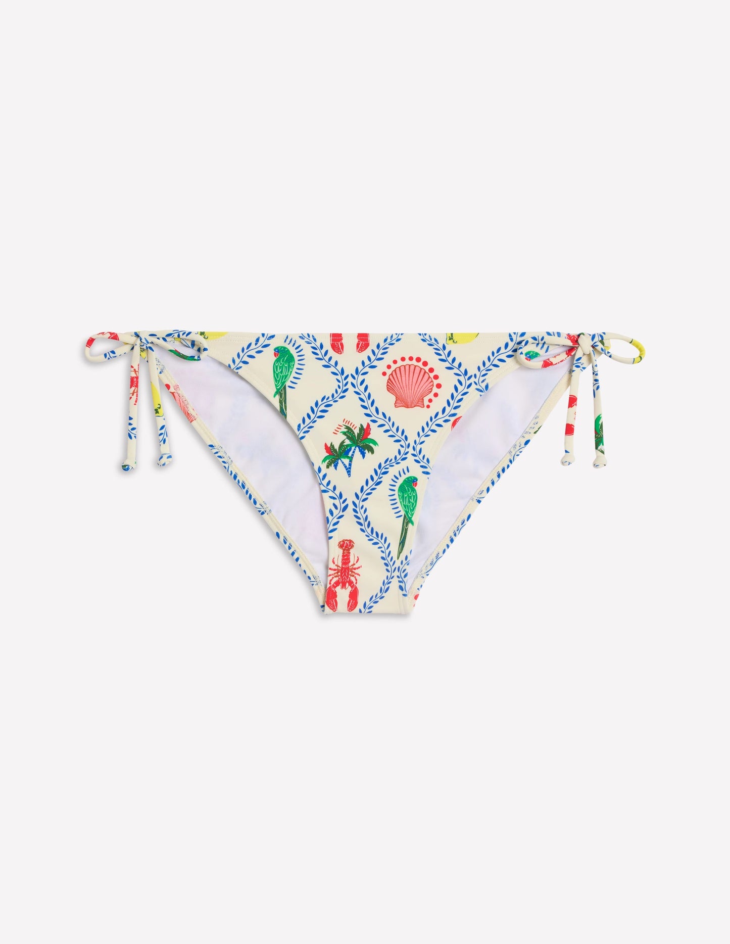 Symi String Bikini Bottoms-Ivory Tropical Bonanza Vine