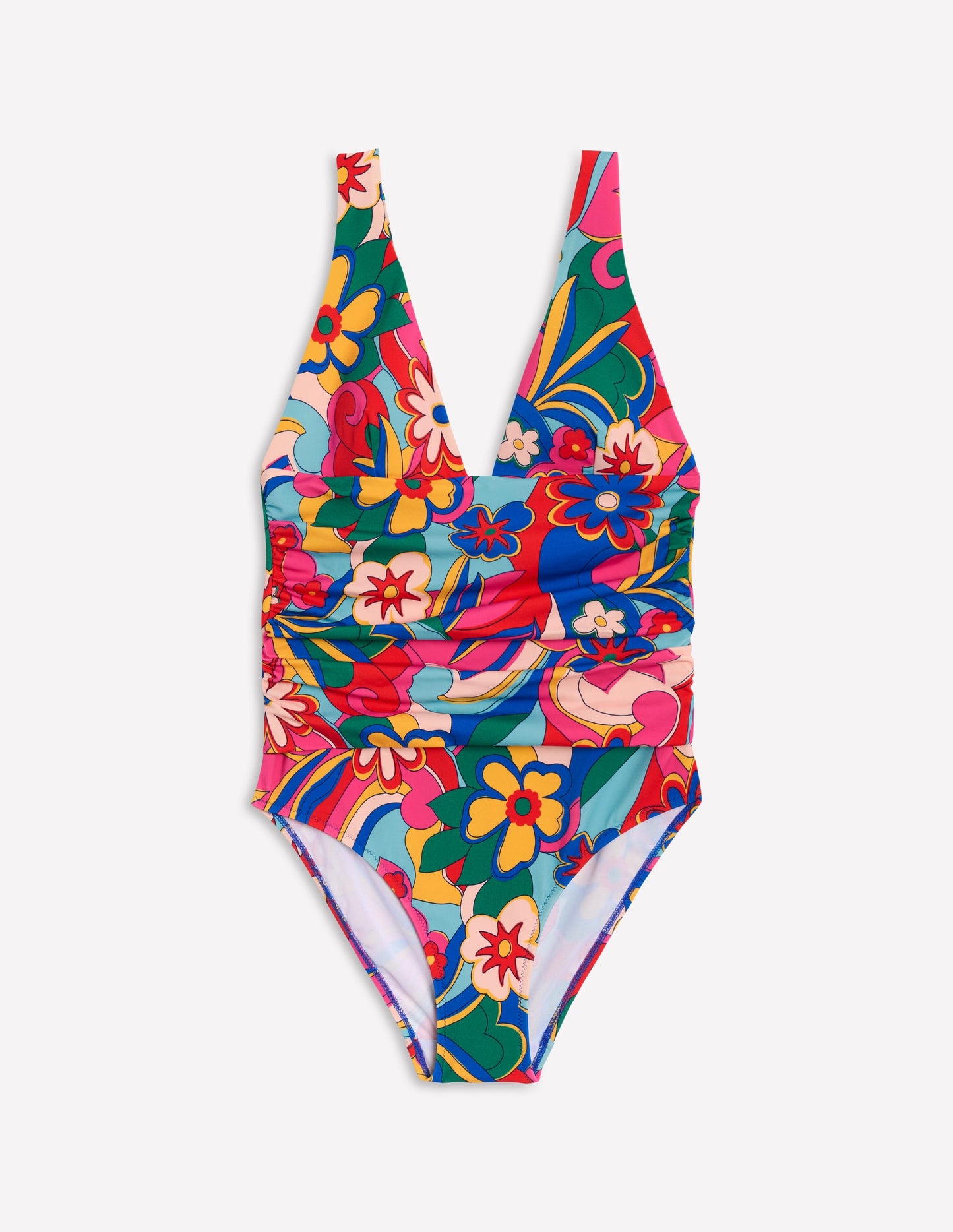 Mykonos Deep V Swimsuit-Multi, Blossomy Pop