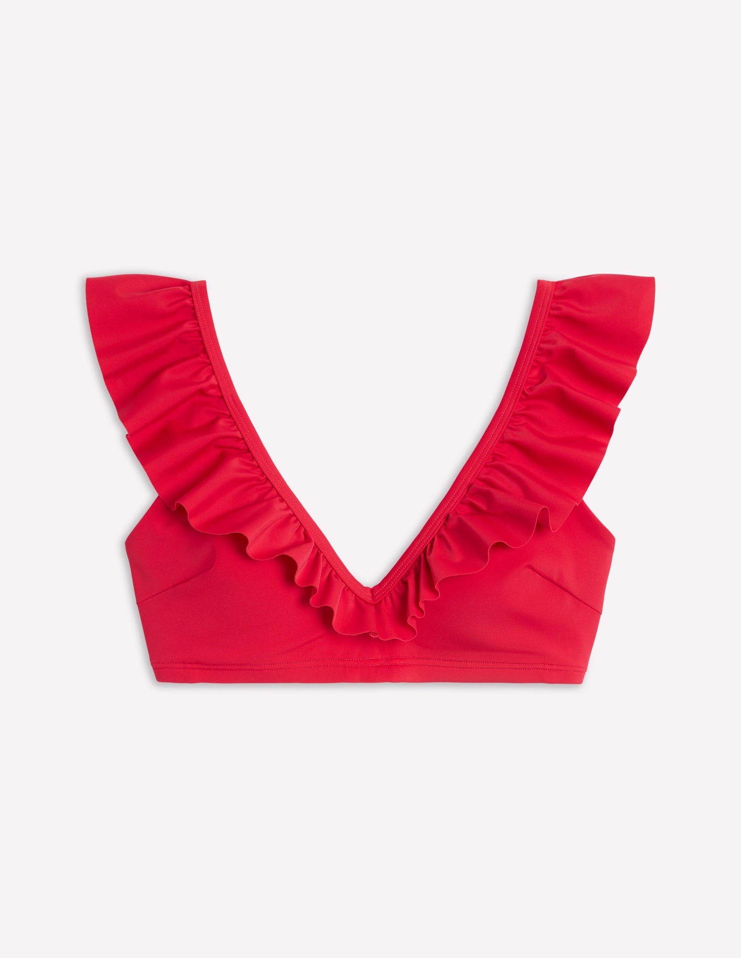Evia Ruffle Bikini Top-Tulip Red