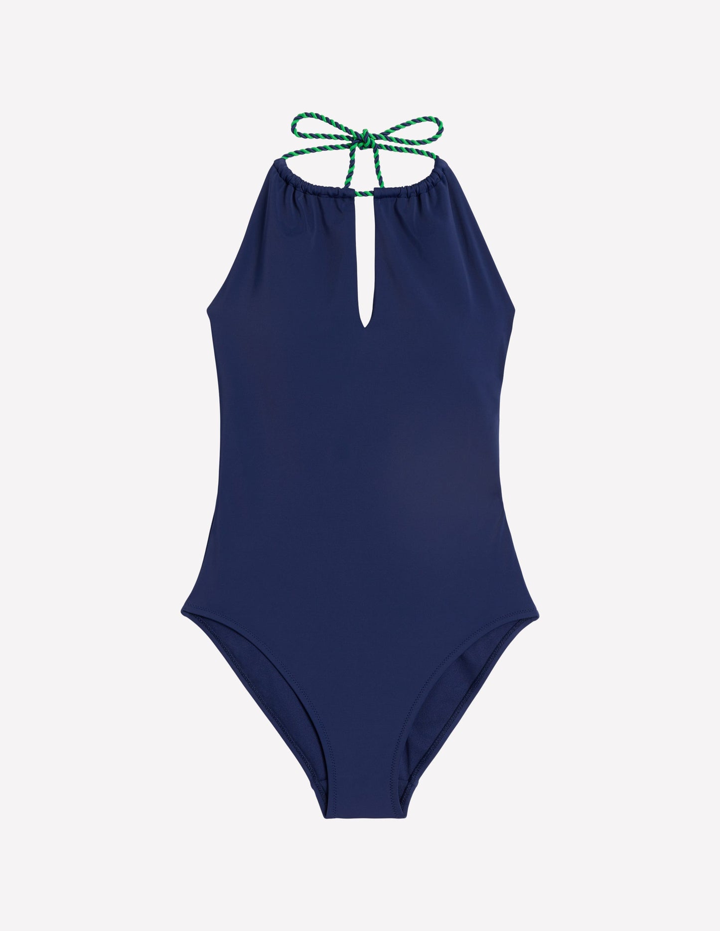 String High Neck Swimsuit-Navy