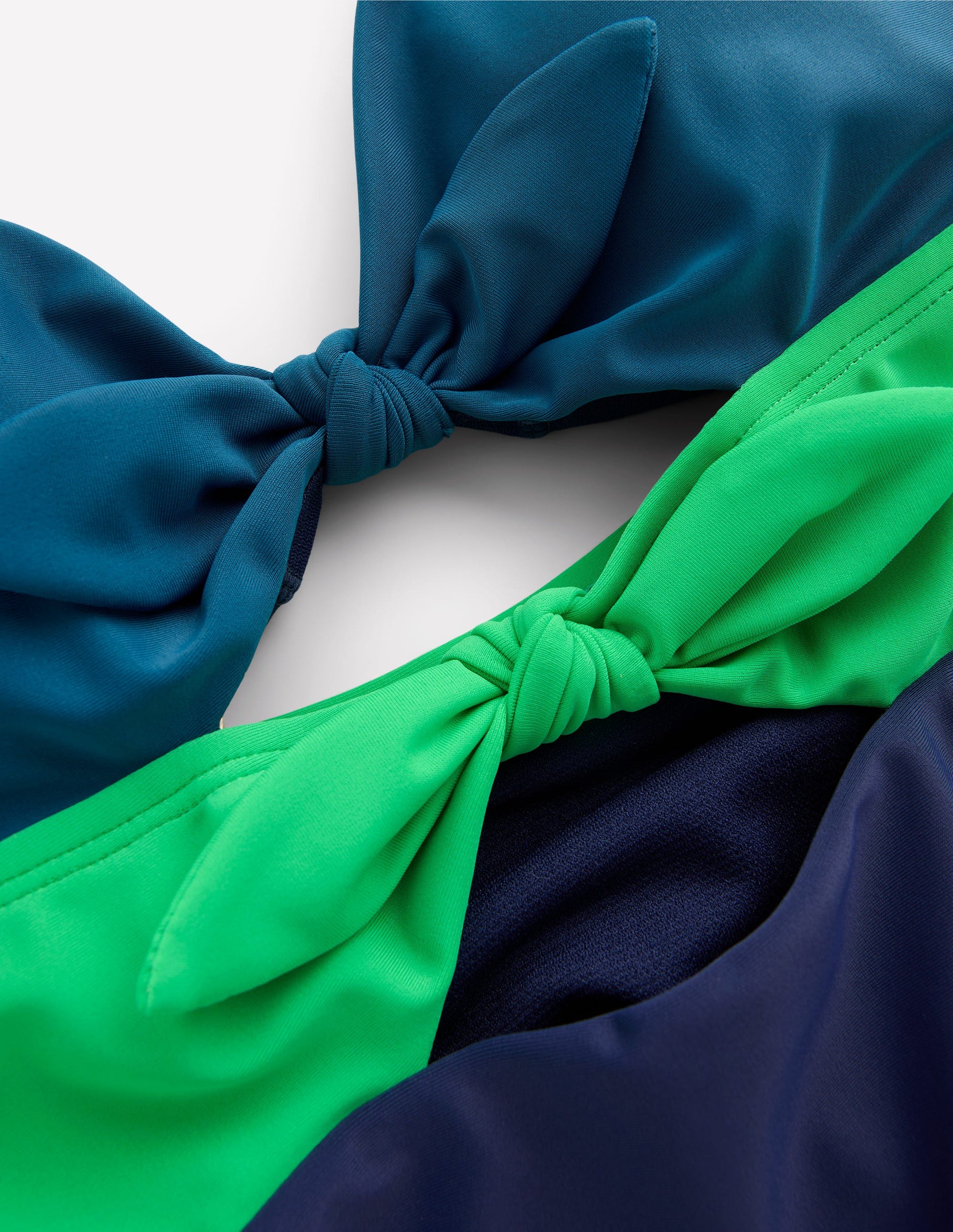Tie Front Swimsuit-Navy/ Bright Green/ Blue-6