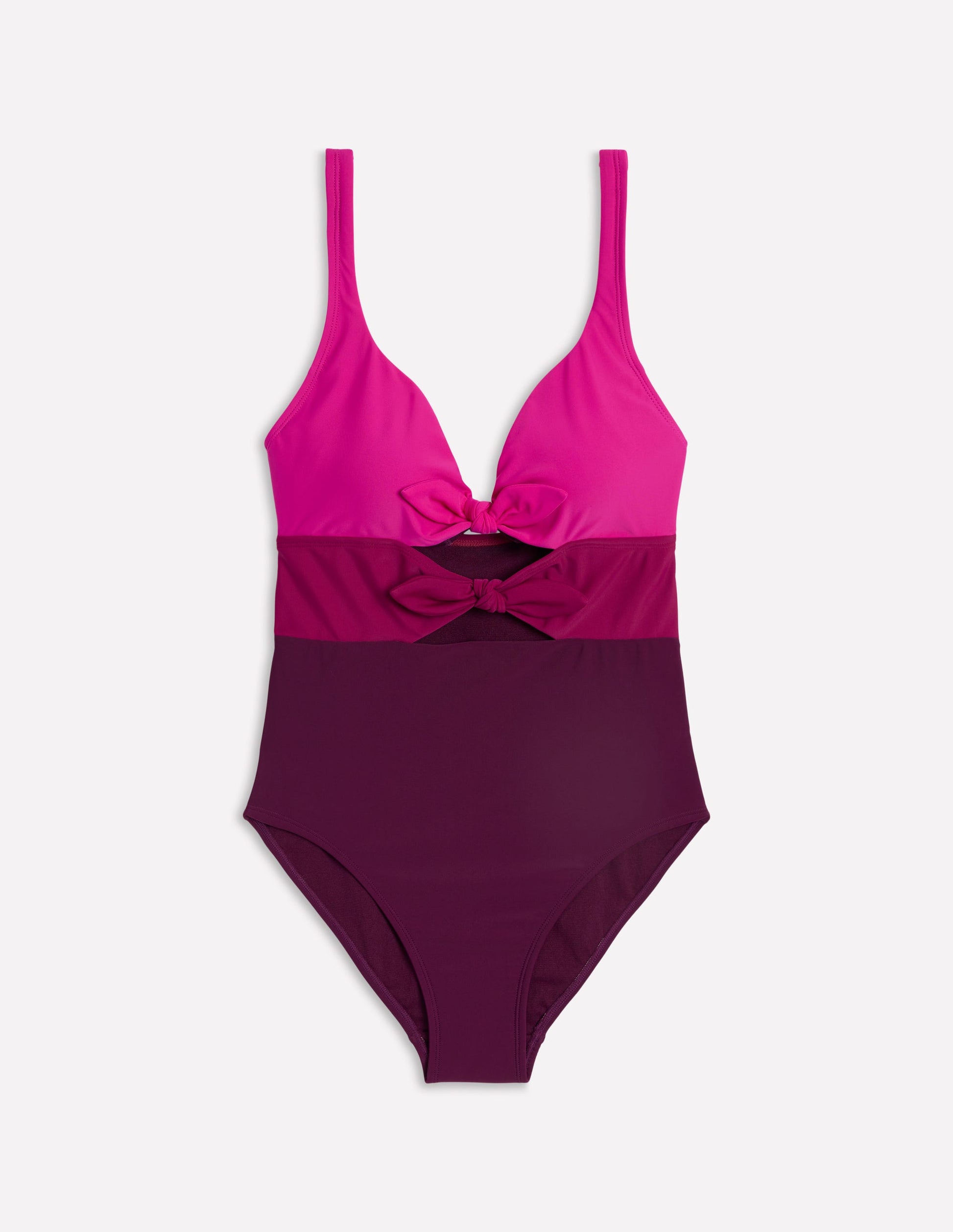 Tie Front Swimsuit-Chockeberry/ Pink-5