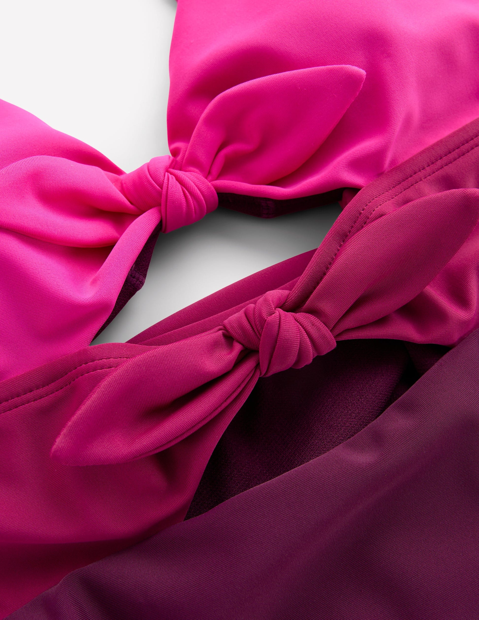 Tie Front Swimsuit-Chockeberry/ Pink-6