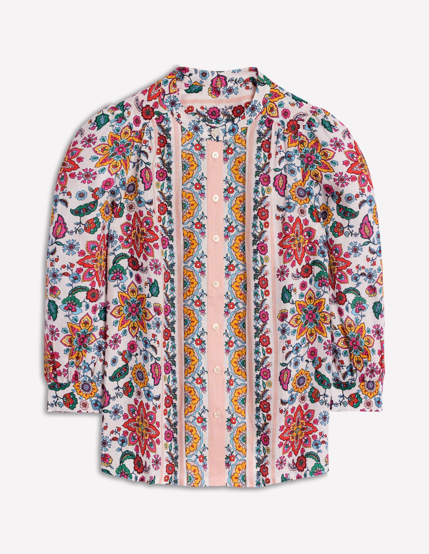 Alicia Linen Top-Ivory Botanical Sprig