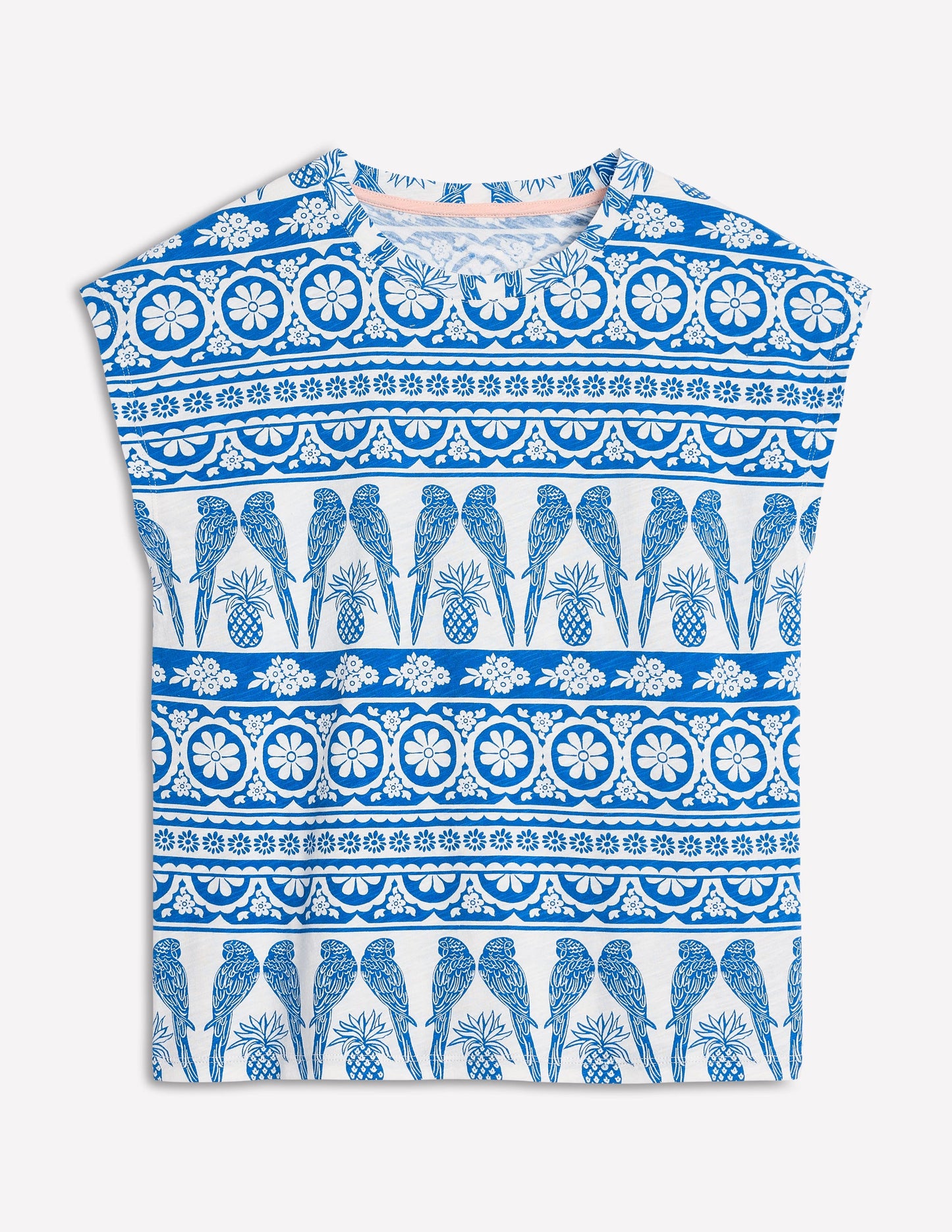 Louisa Slub T-Shirt-Cerulean Blue, Ornate Tropic