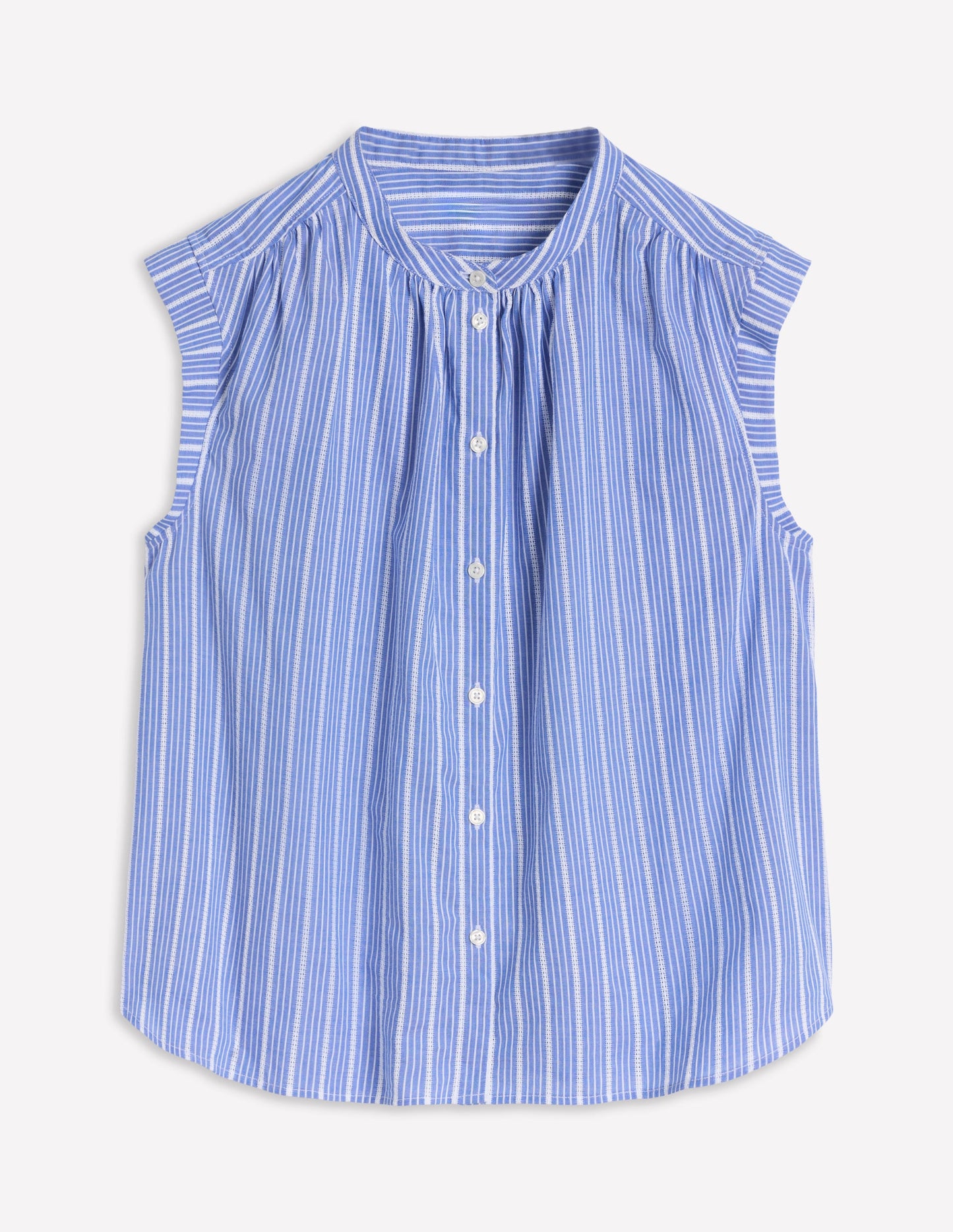 Fabric Interest Everyday Top-Blue, Ivory Stripe