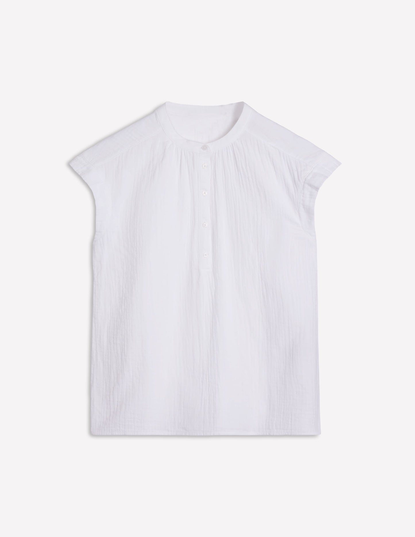 Sleeveless Double Cloth Top-White