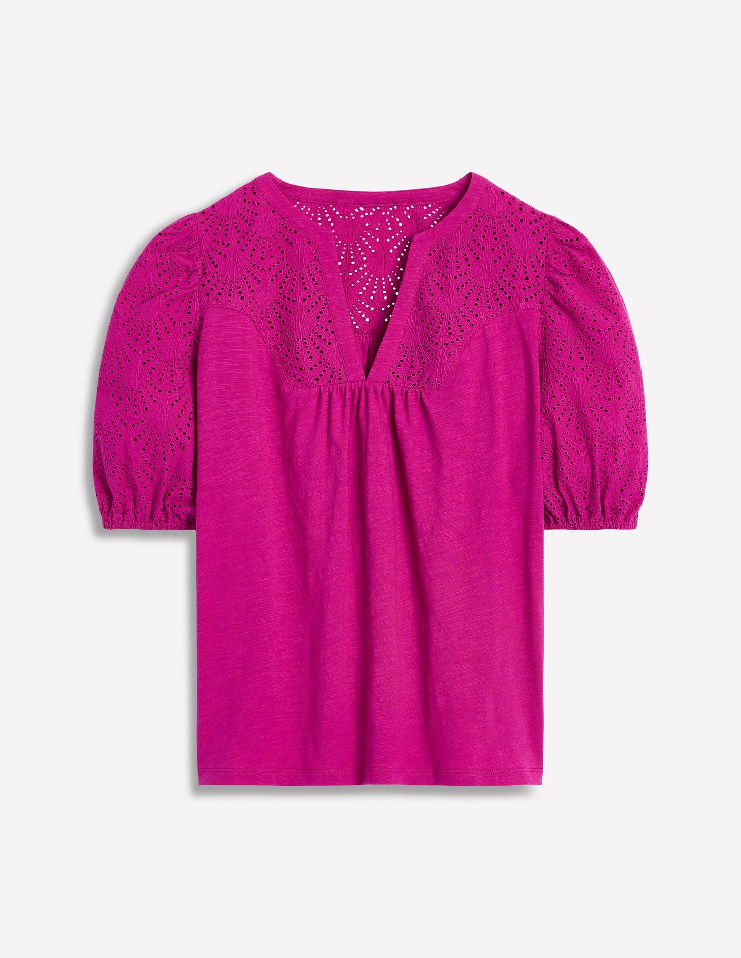 Dolly Broderie Top-Fuchsia