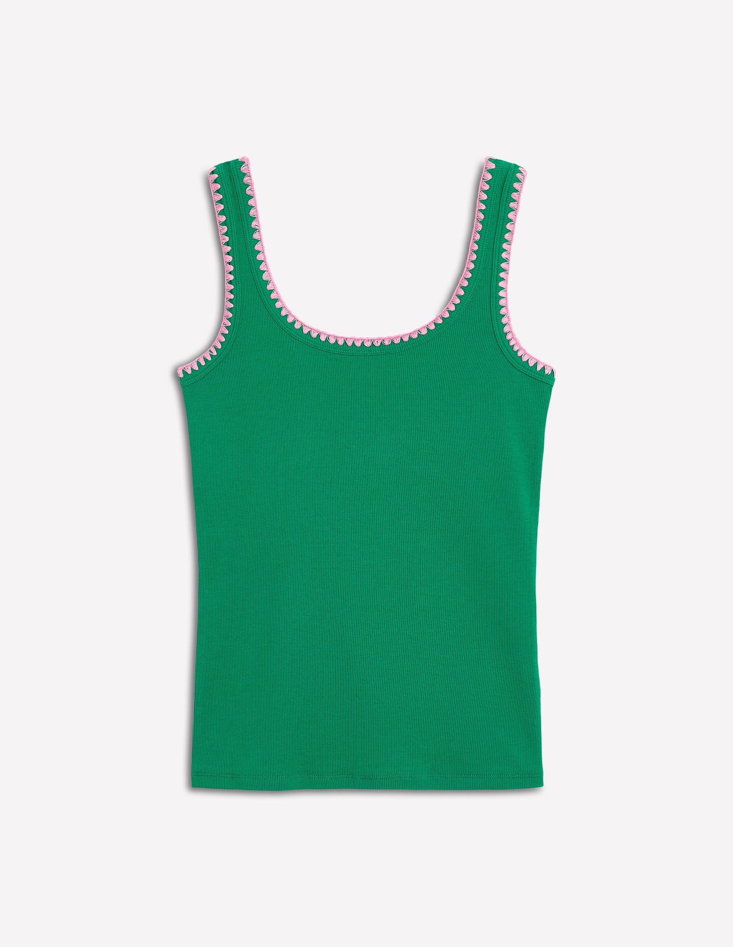 Crochet Trim Scoop Neck Vest-Rich Emerald