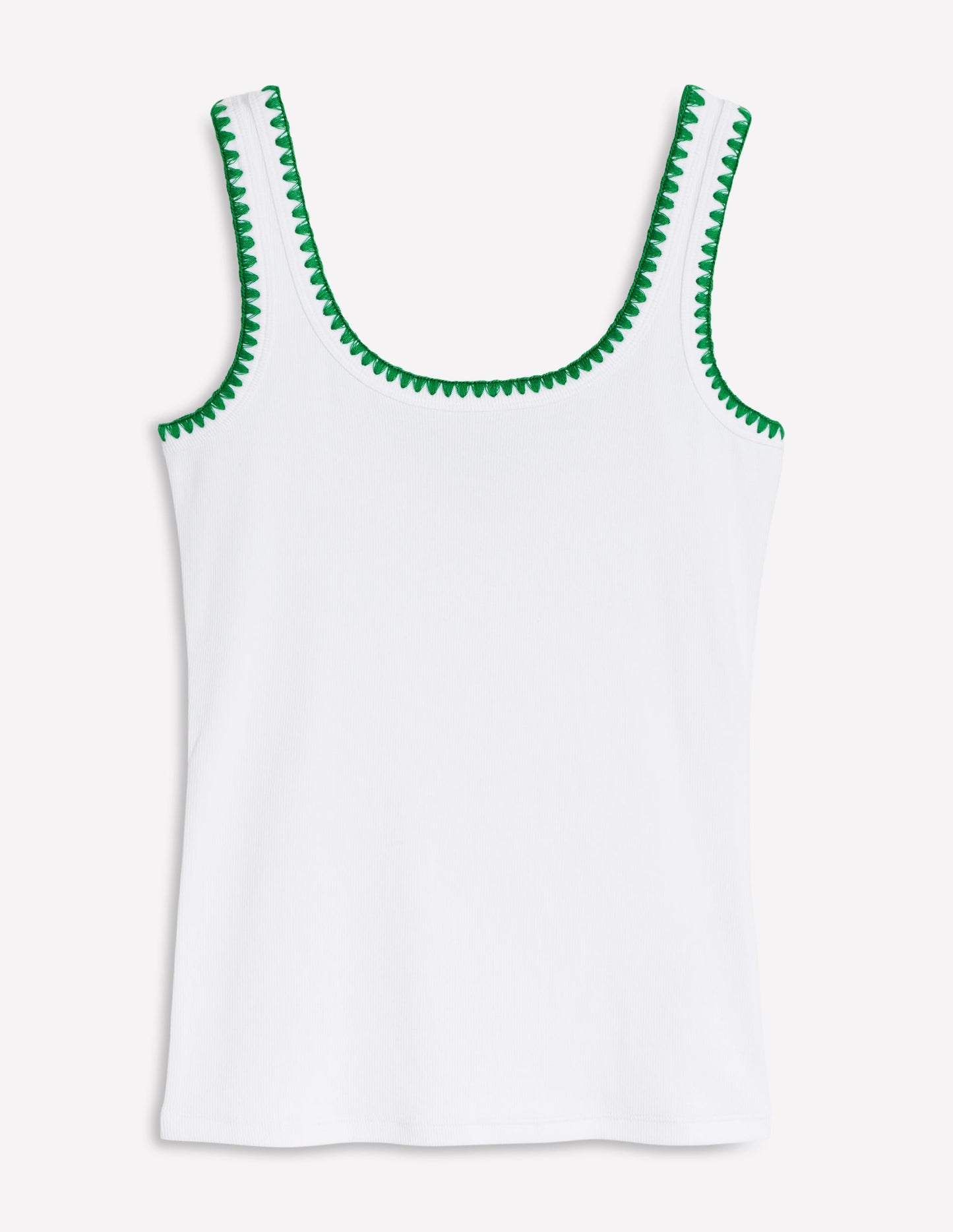 Crochet Trim Scoop Neck Vest-White