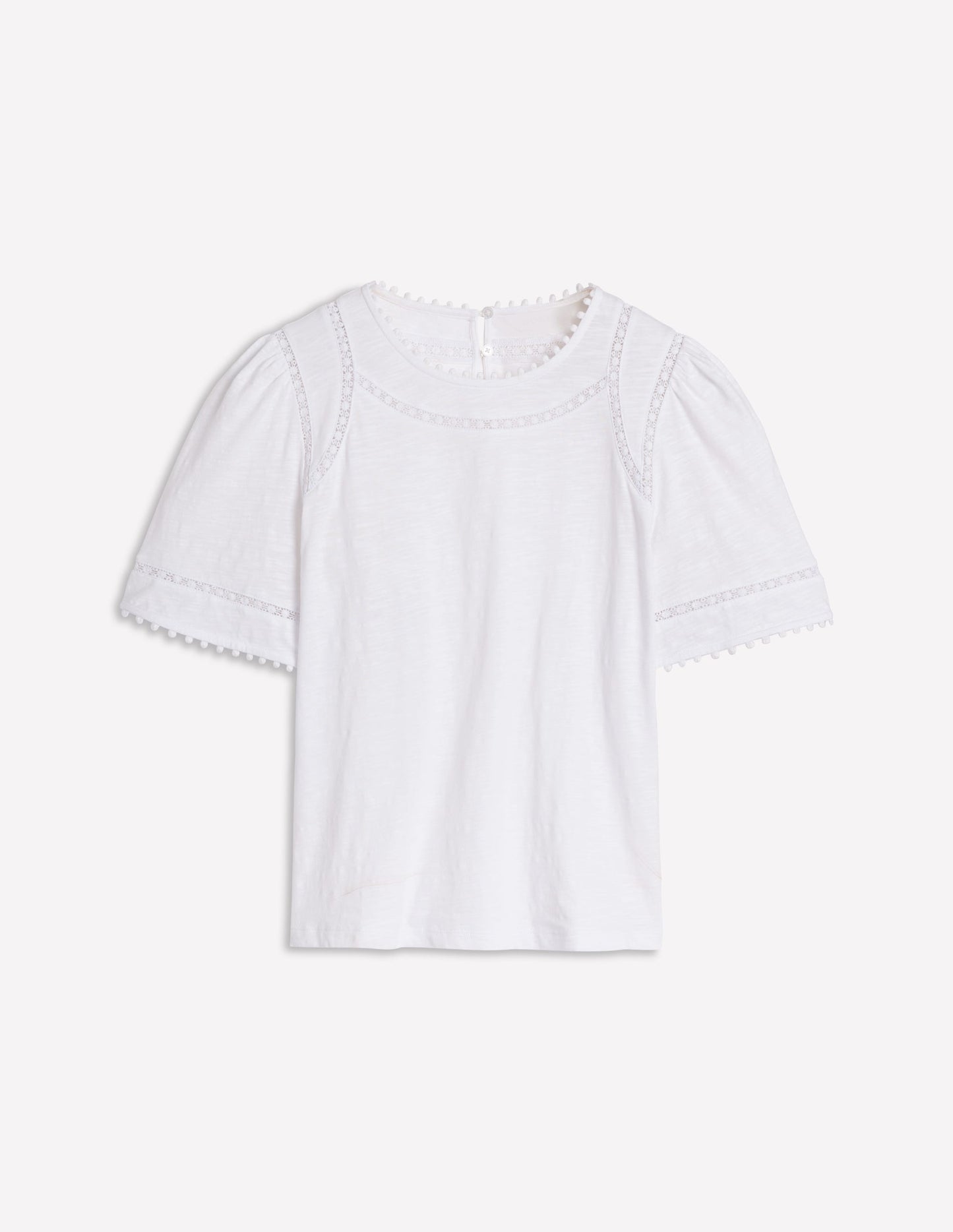 Mila Lace Trim Top-White