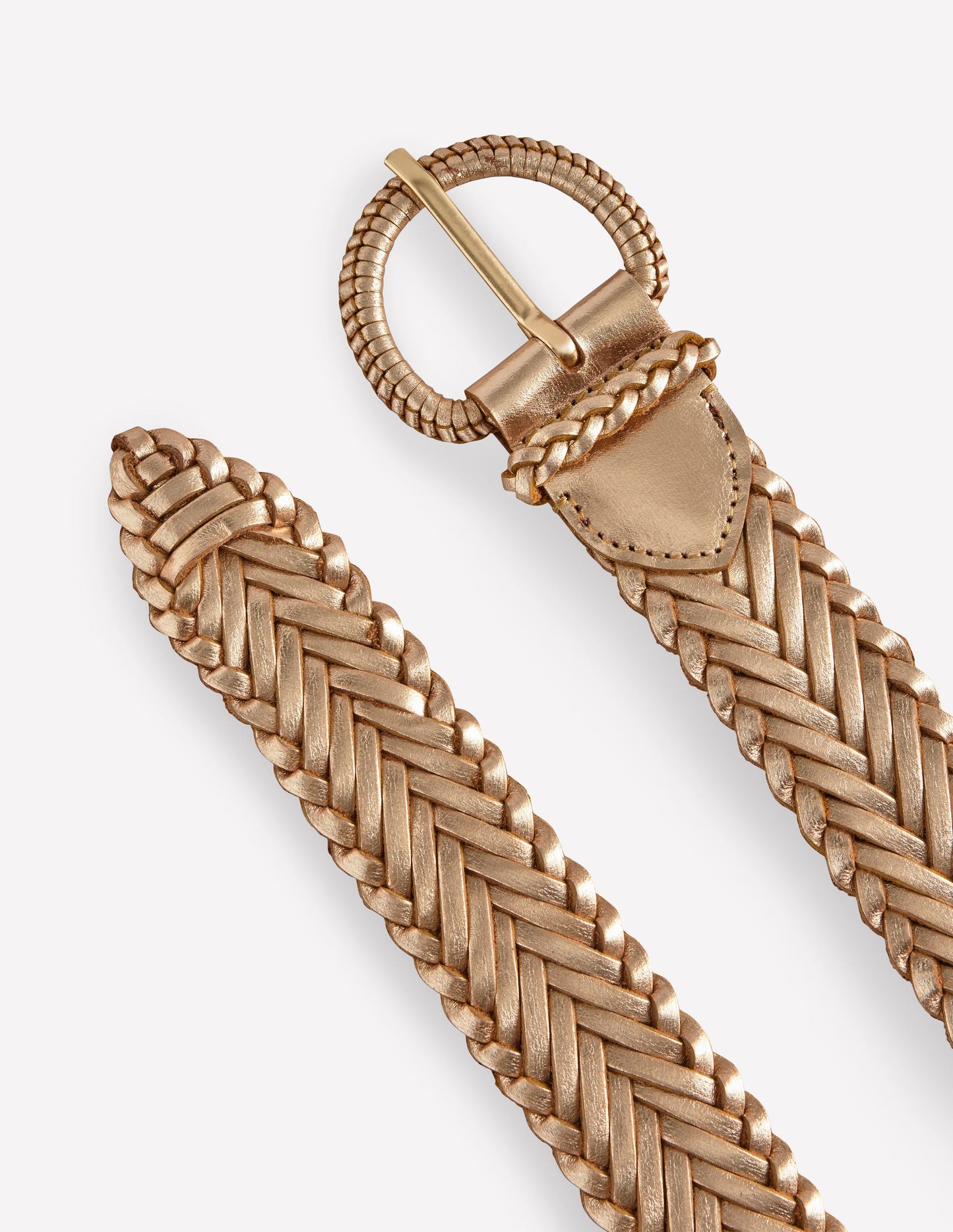 Woven Leather Belt-Gold