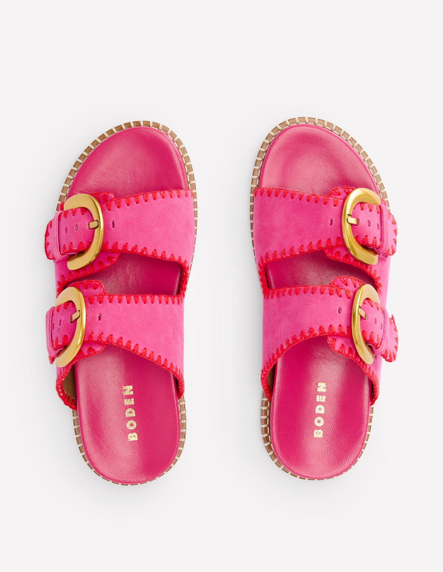 Alberta Footbed Sandals-Festival Pink/Post Box Red