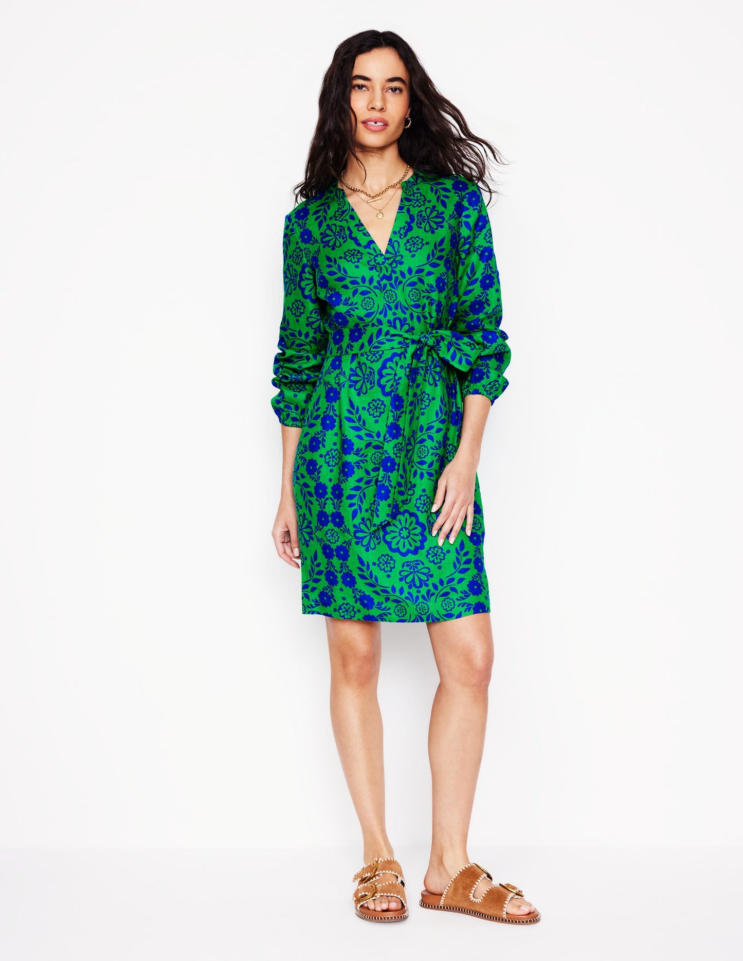 Cleo Linen Tie Waist Dress-Aleo, Structured Meadow