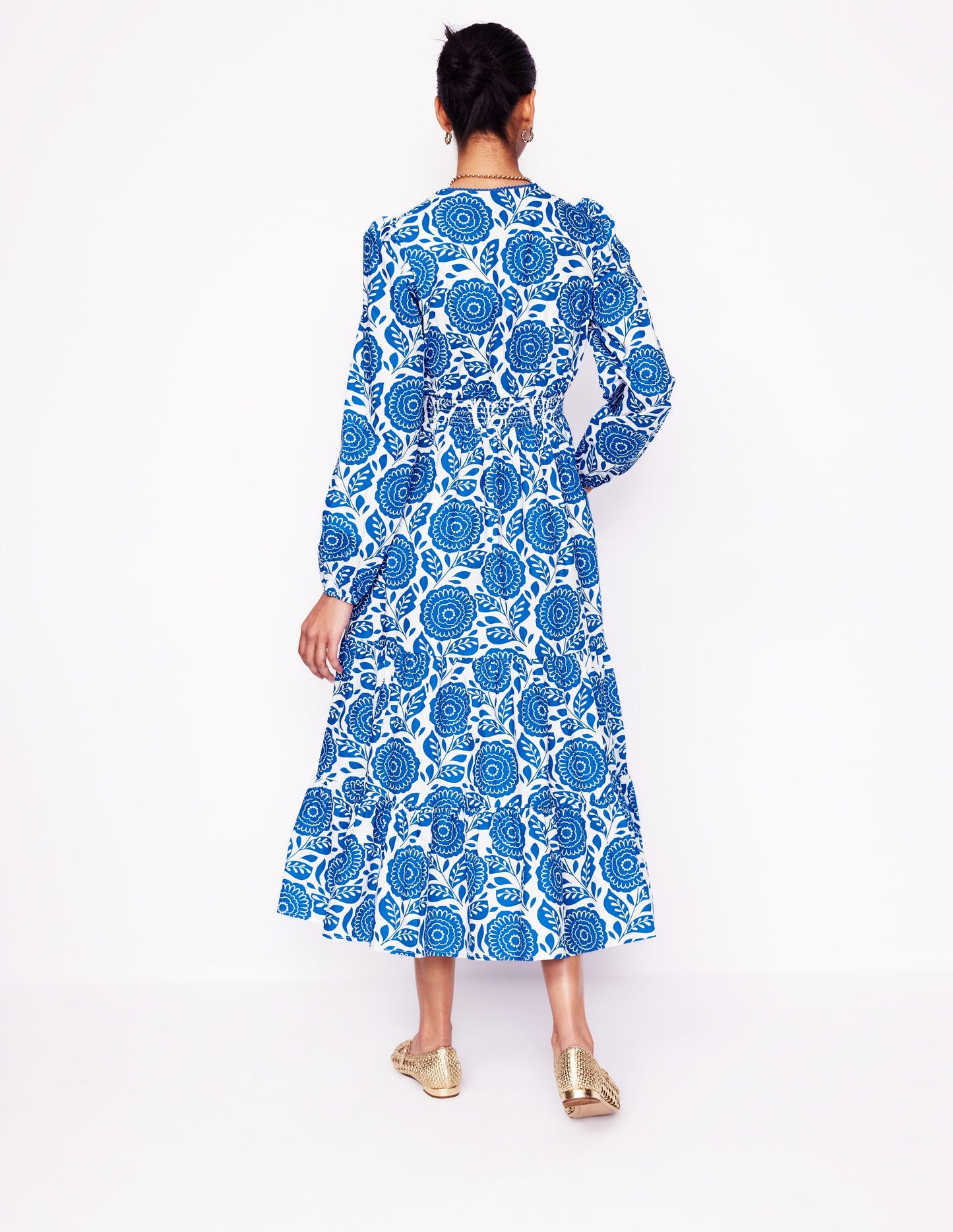 Violet Midi Dress-Gallery Blue, Dahlia Stamp