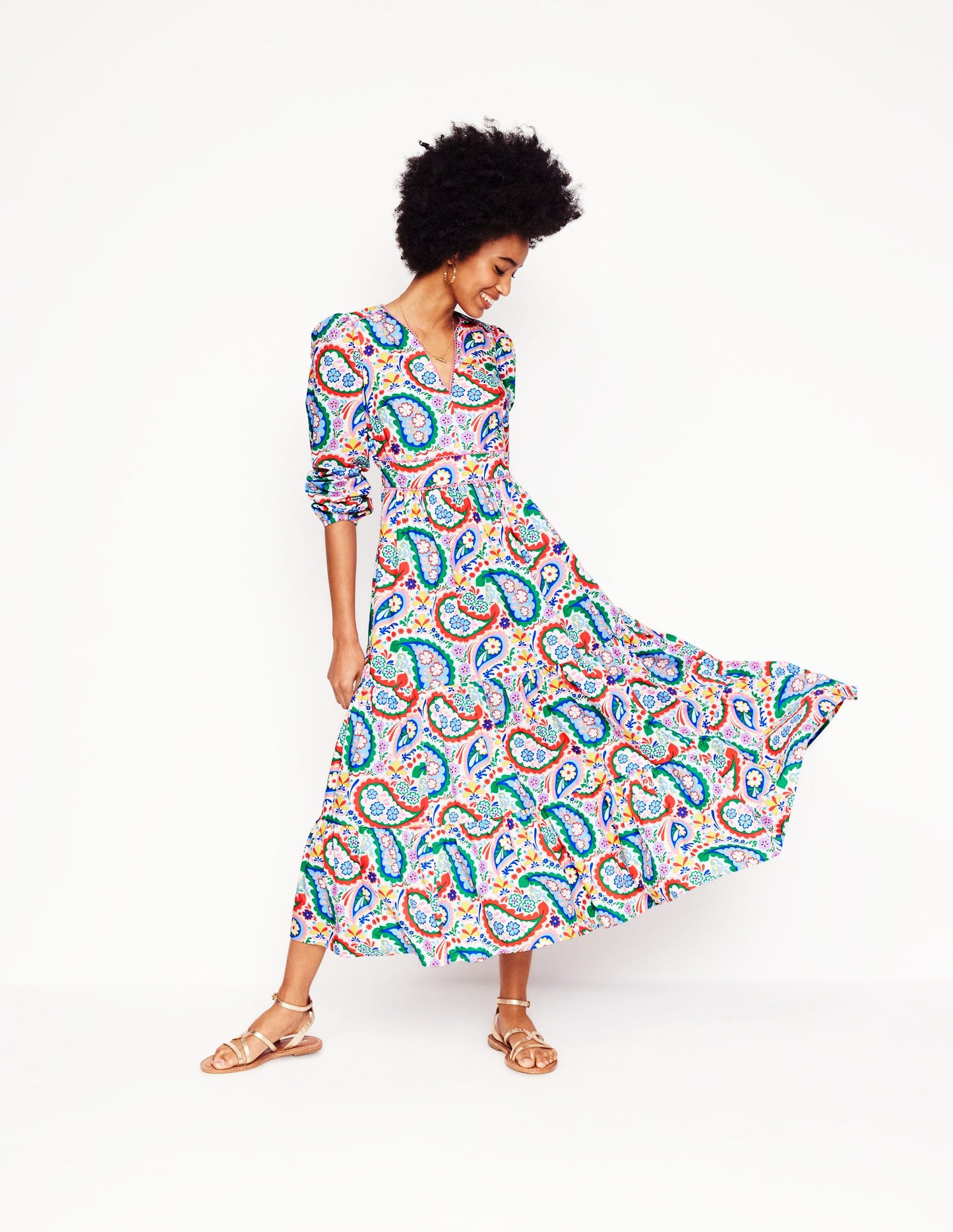 Violet Midi Dress-Multi, Meadow Paisley