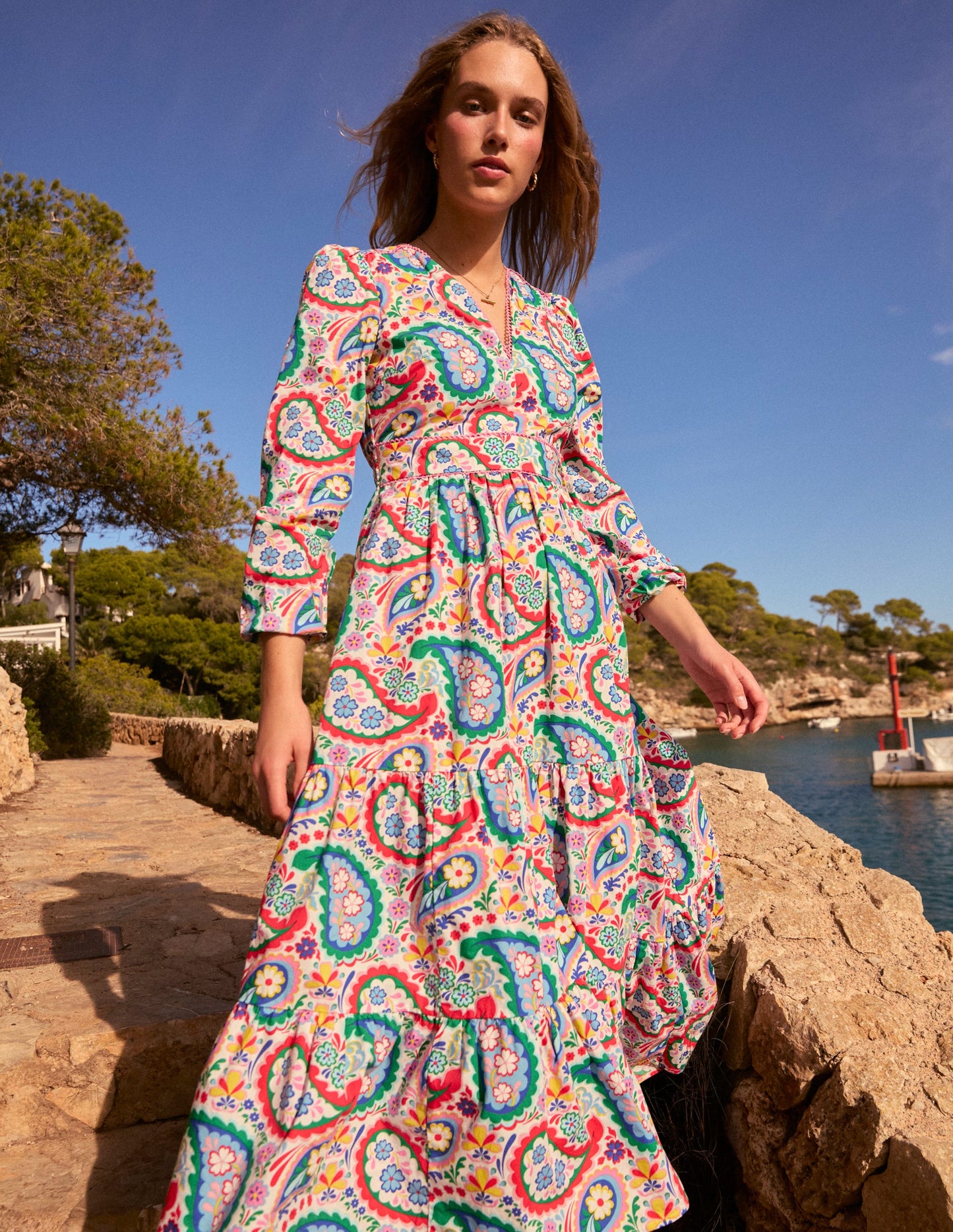 Violet Midi Dress-Multi, Meadow Paisley