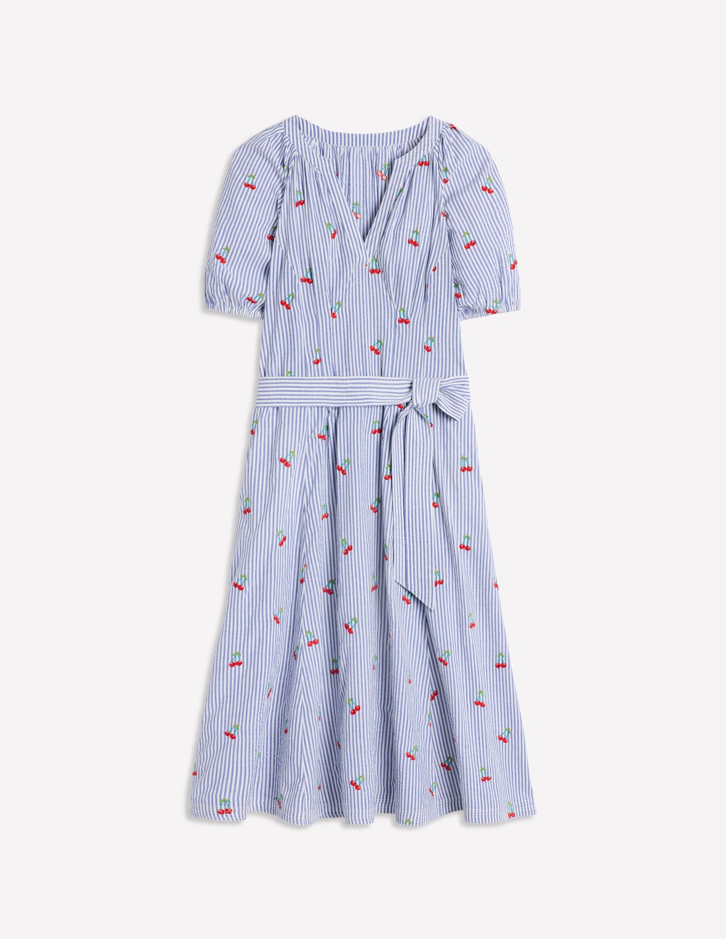 Bria Embroidered Midi Dress-Cherries Embroidery
