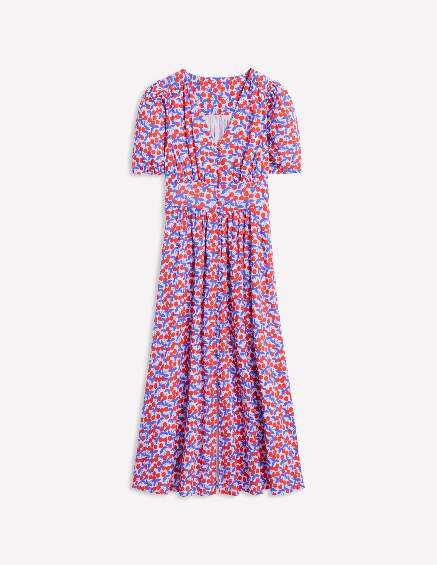 Lillian Cotton Midi Dress-Chalk Pink, Cherry Cascade