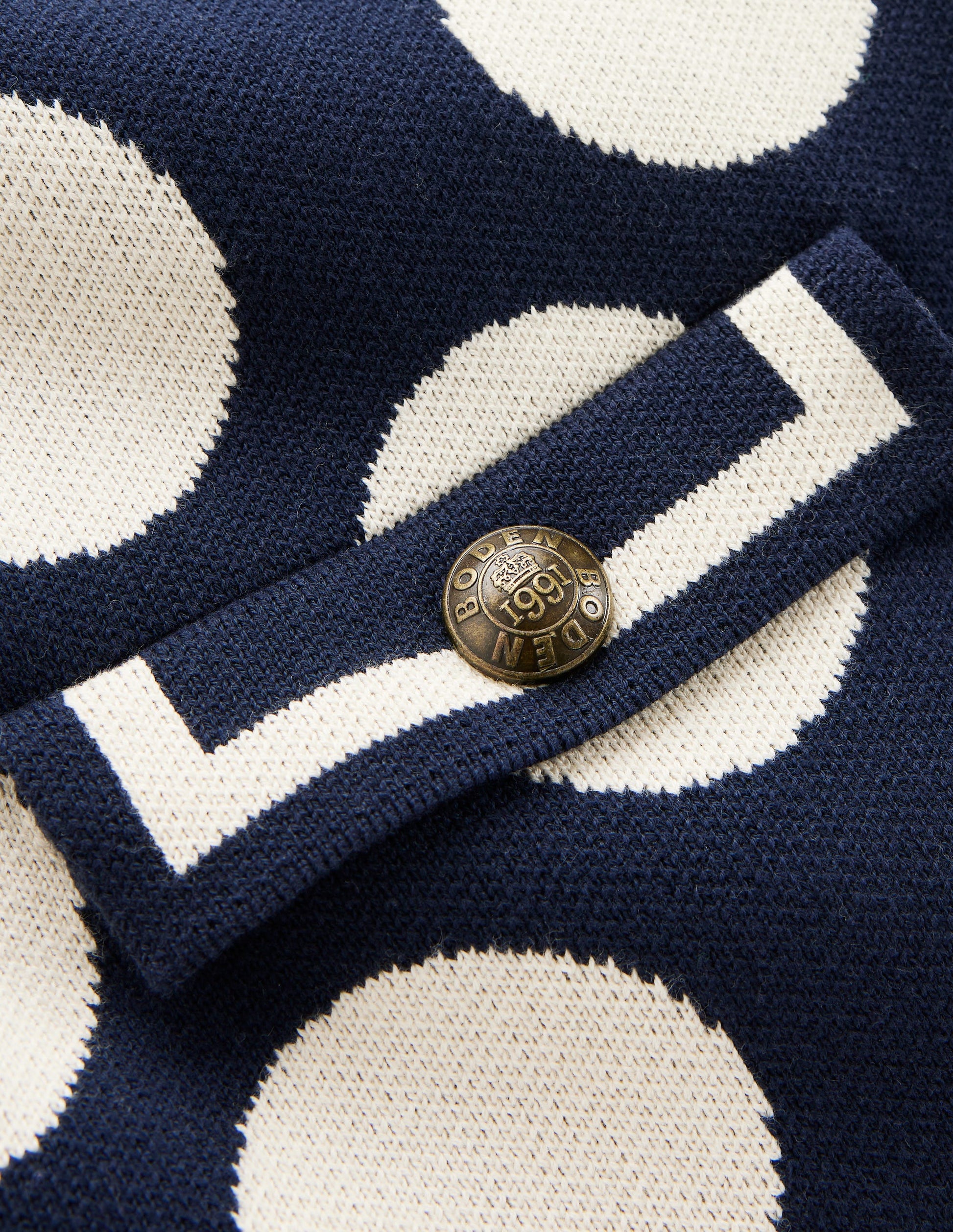 Holly Knitted Jacket-French Navy, Large Ivory Spot-6