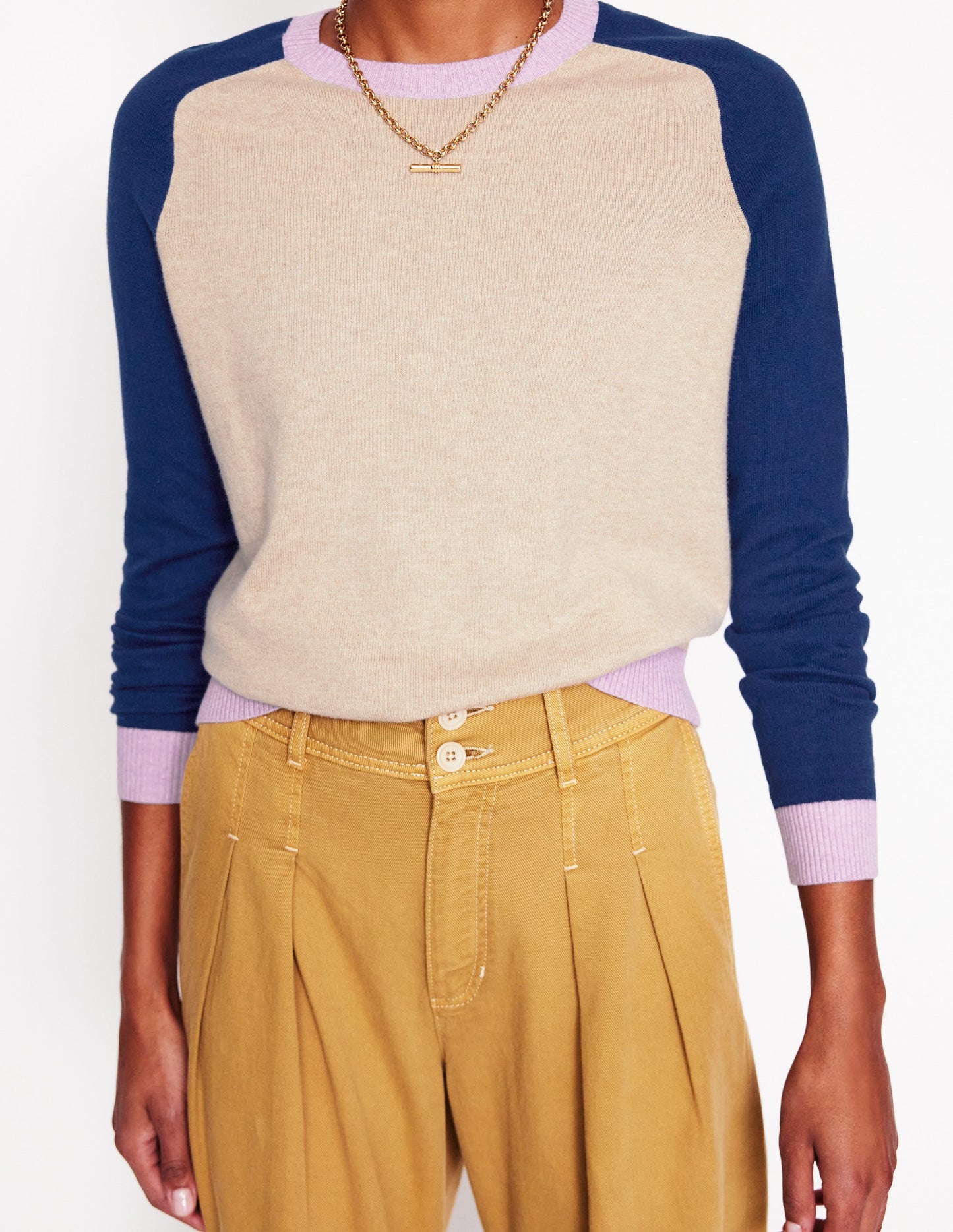 Meg Raglan Sleeve Jumper-Chinchilla Melange,Colourblock