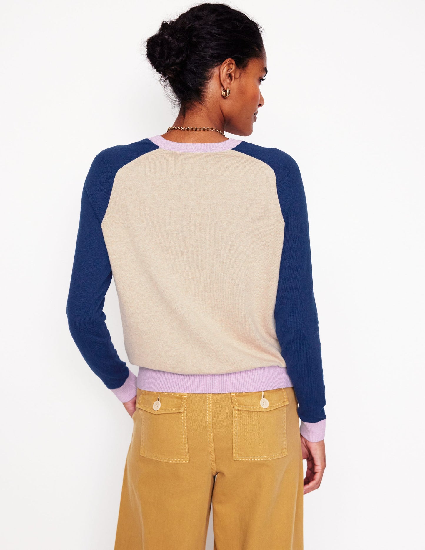 Meg Raglan Sleeve Jumper-Chinchilla Melange,Colourblock