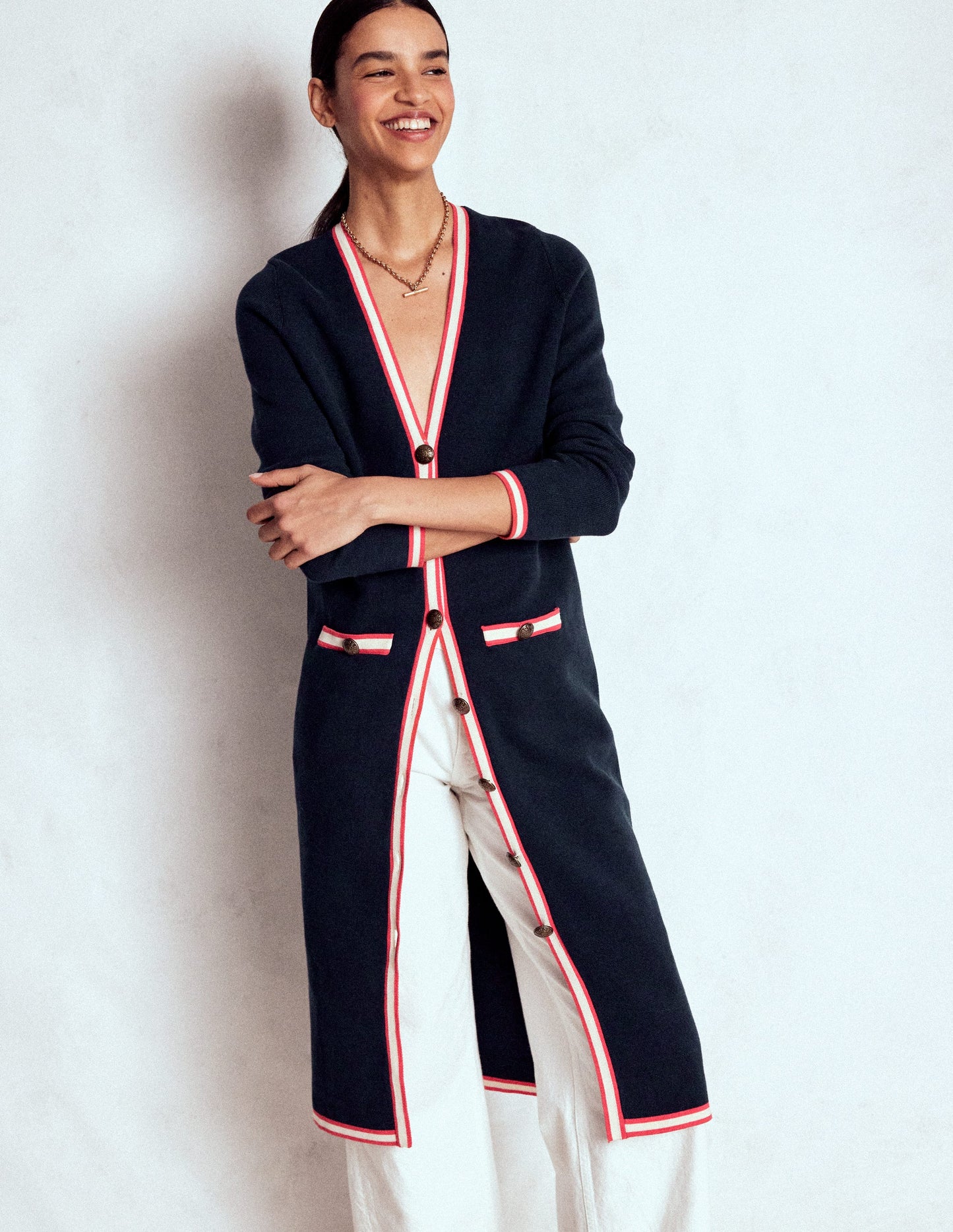 Holly Longline Jacket-Navy