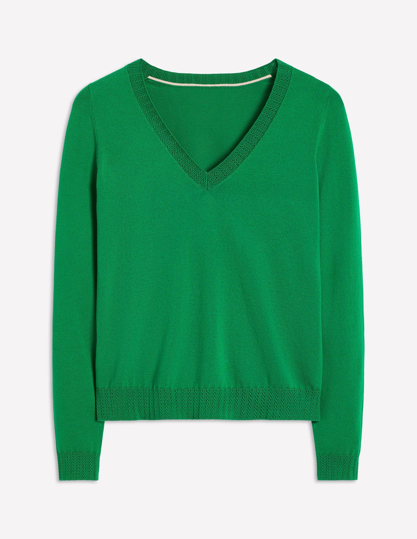 Emilia Cotton V-Neck Jumper-Rich Emerald