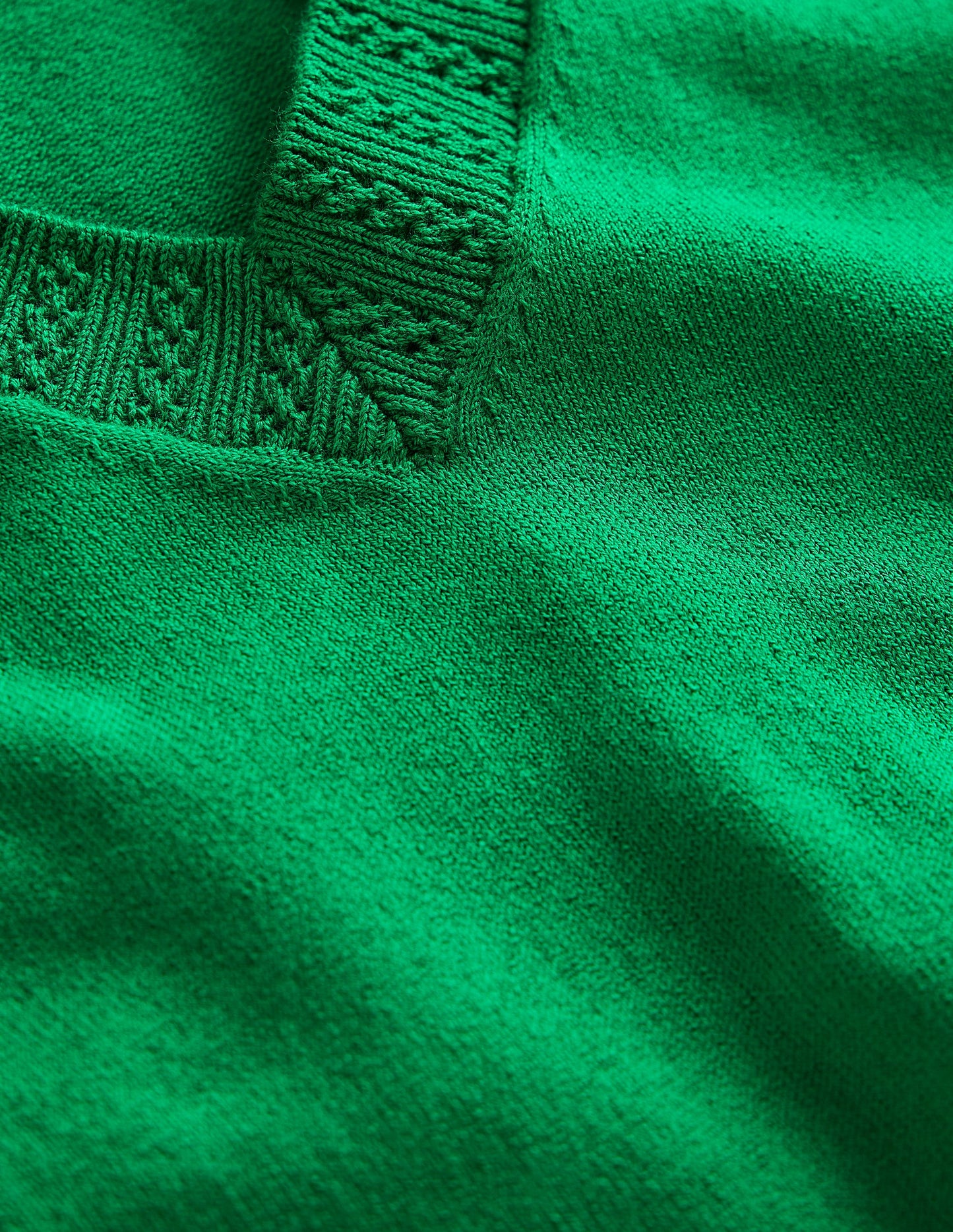 Emilia Cotton V-Neck Jumper-Rich Emerald