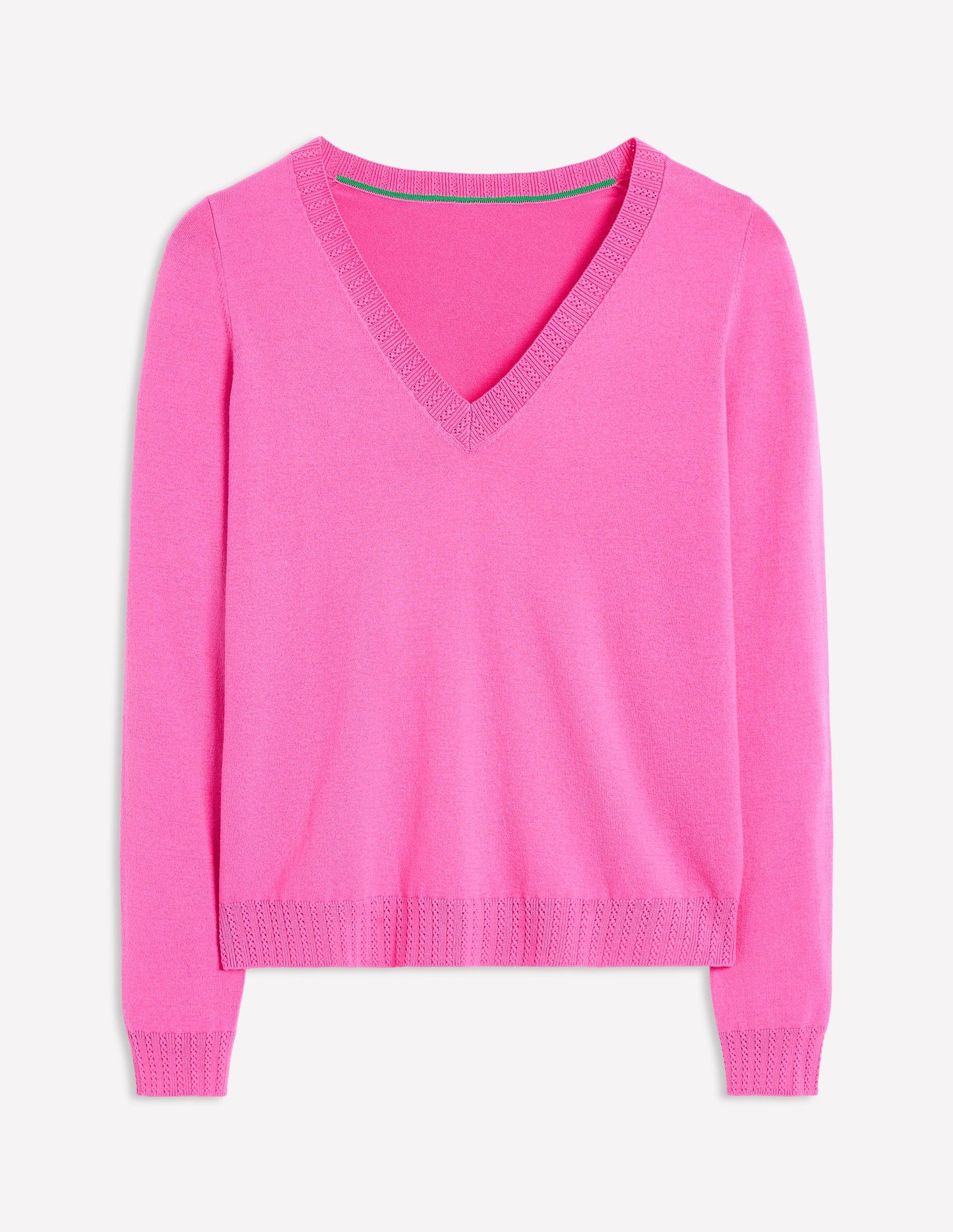Emilia Cotton V-Neck Jumper-Tickled Pink