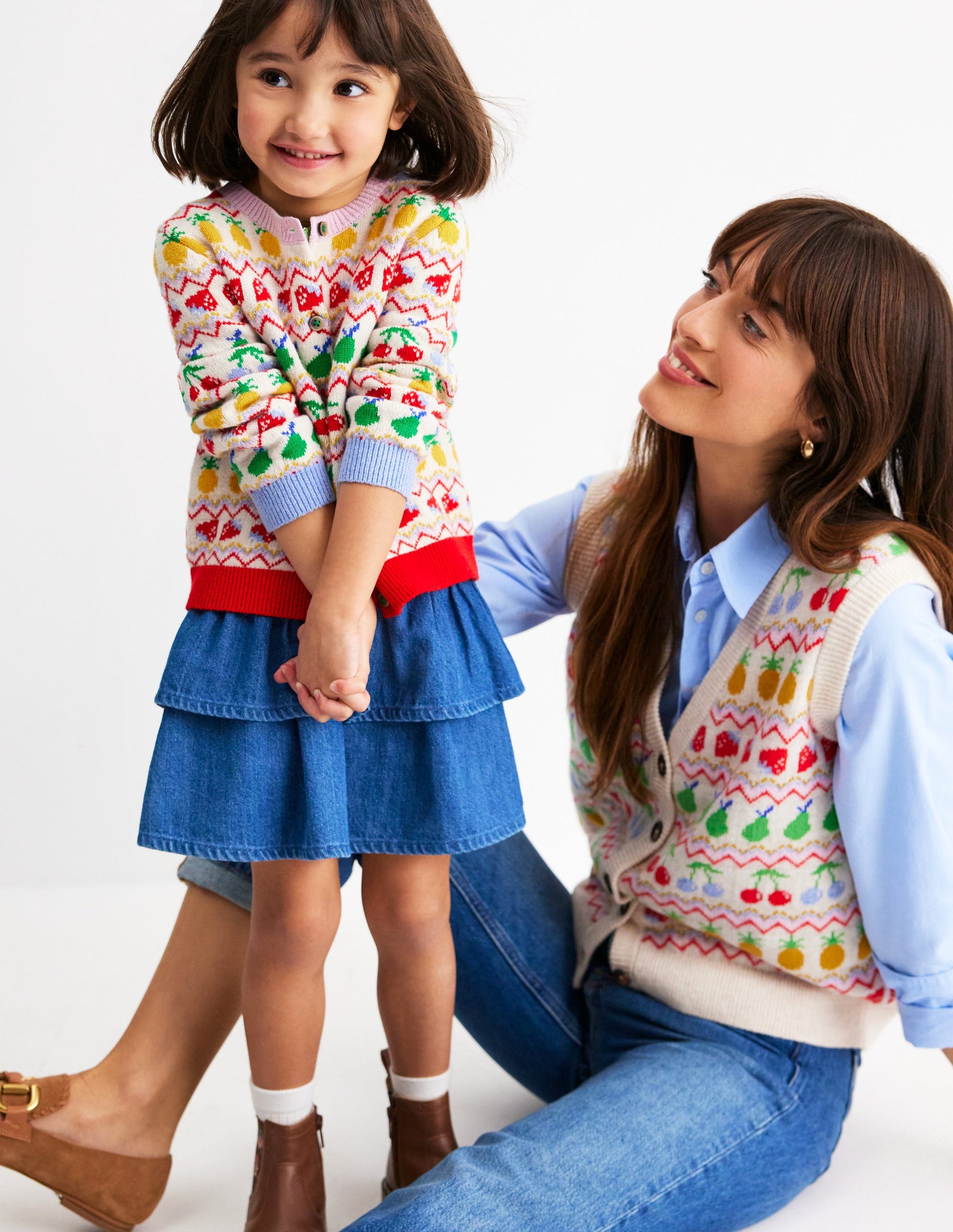 Edie Fair Isle Waistcoat-Ecru Marl, Fruit-7