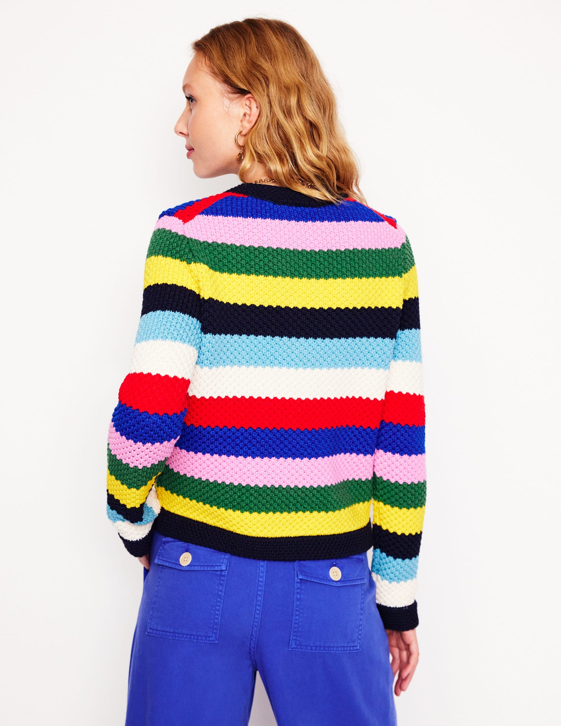Libby Knitted Jacket-Poppy Red, Blue Multi-3