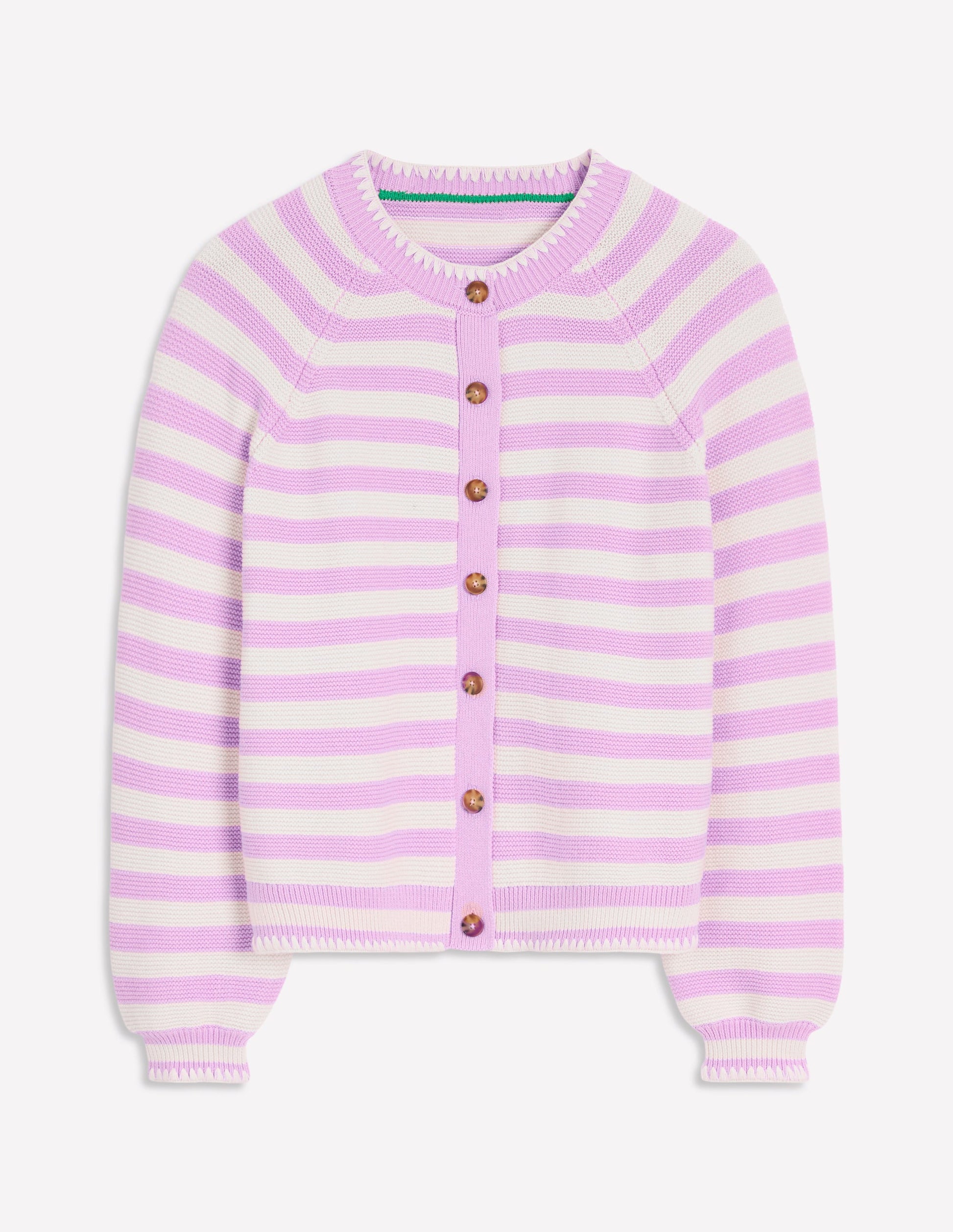 Lena Stitch Detail Cardigan-Soft Lavender and Ivory Stripe-5