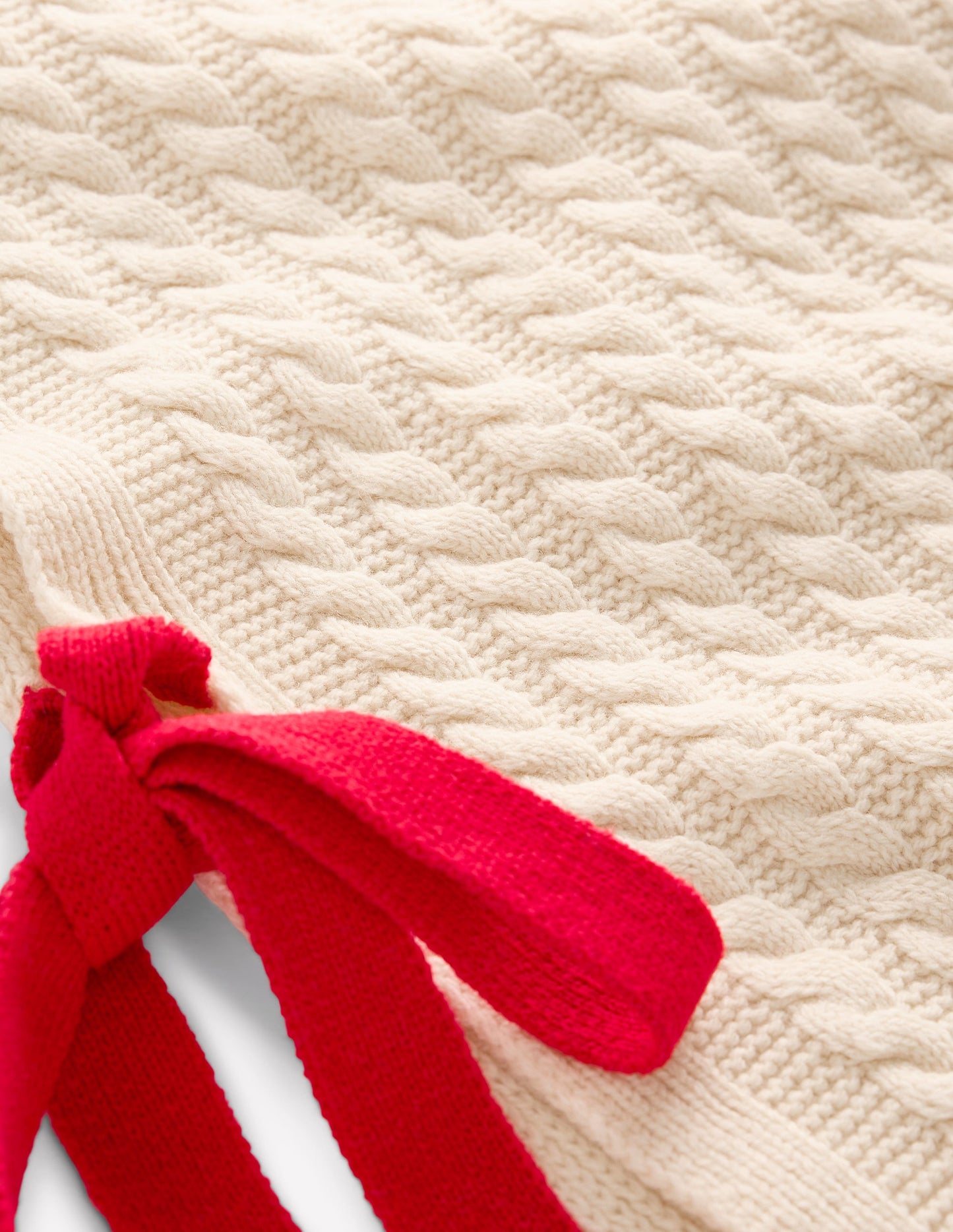 Cable Knit Wool Tabard-Warm Ivory