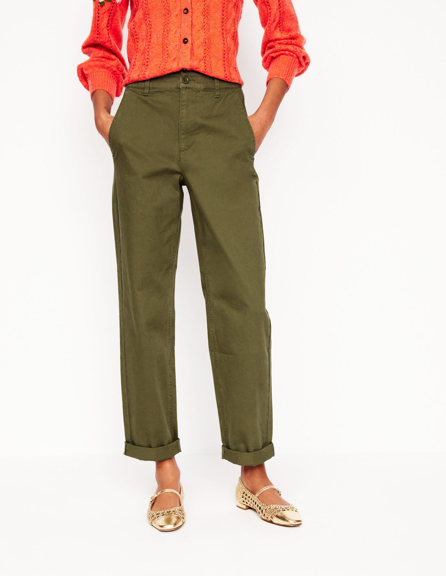 Barnsbury Chino Trousers-Woodland Green