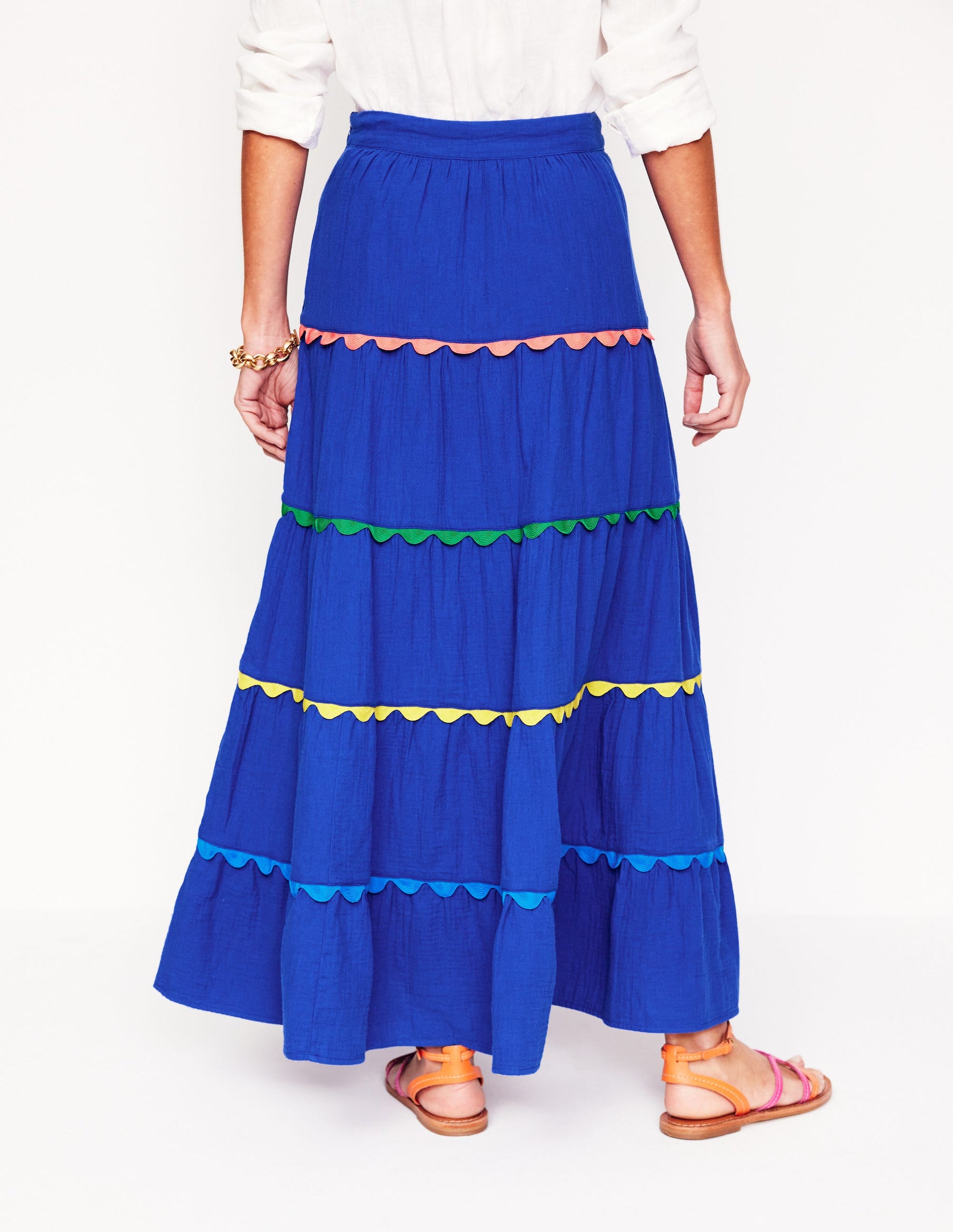 Nadia Double Cloth Maxi Skirt-Bright Blue-3
