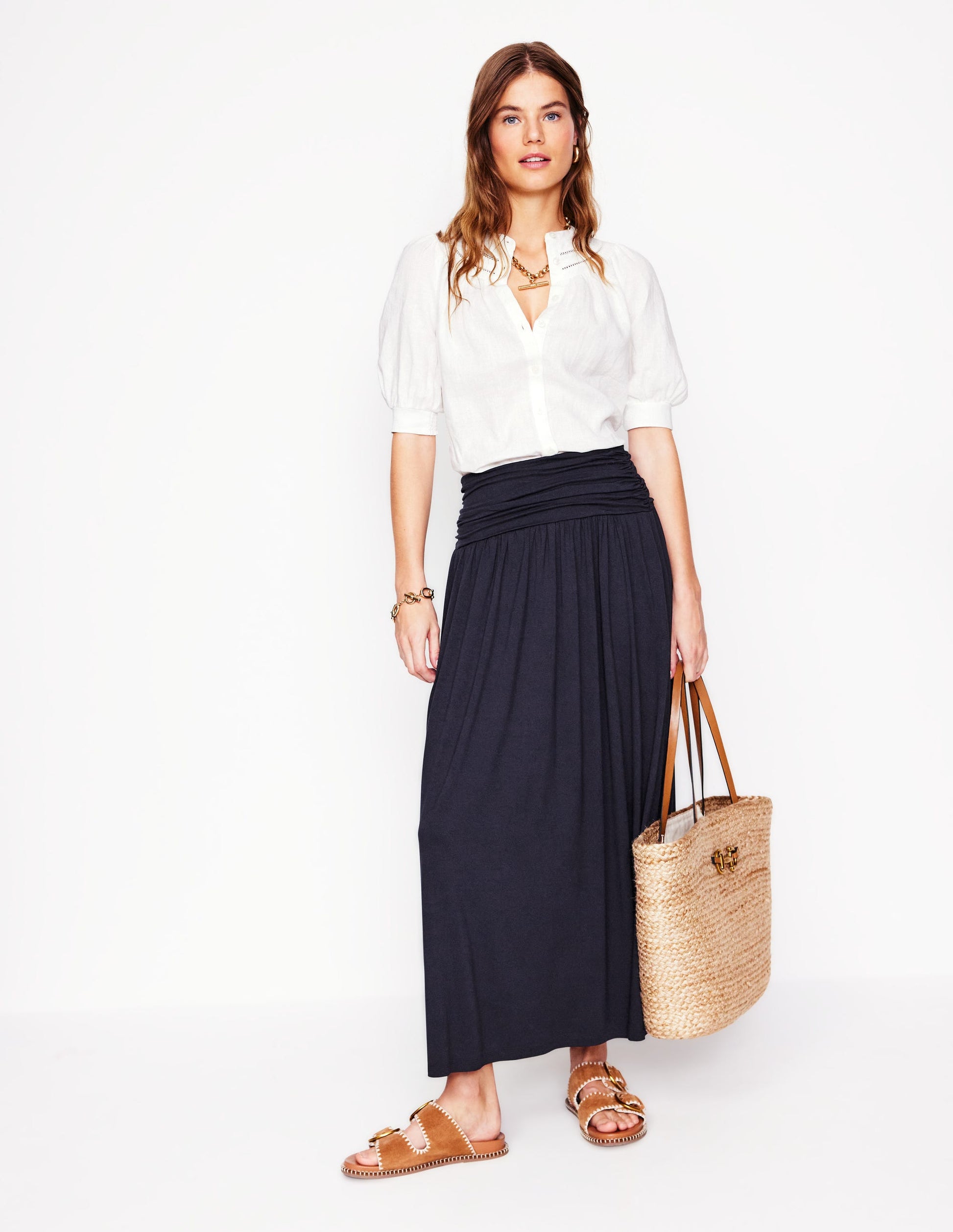 Rosaline Jersey Skirt-Navy-1