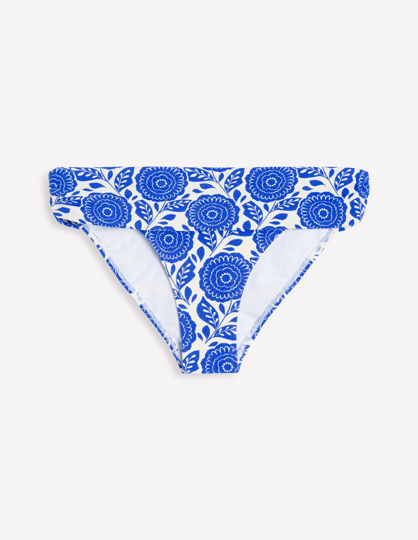 Classic Fold Bikini Bottoms-Blue Dahlia Stamp