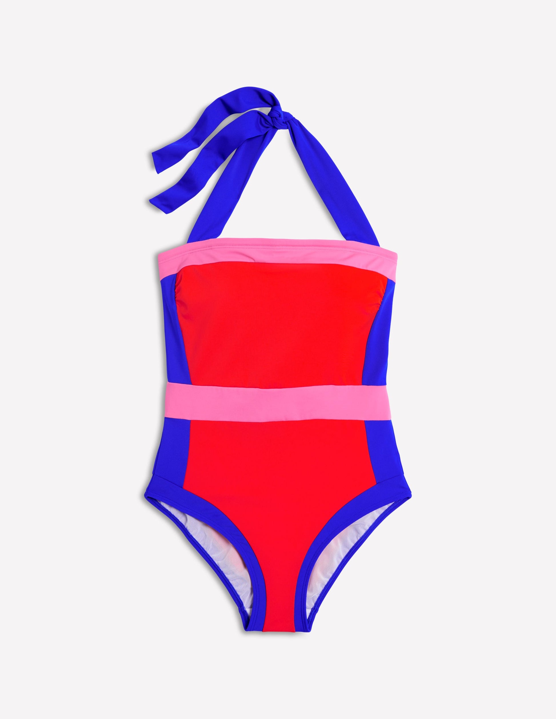 Santorini Halterneck Swimsuit-Fire Red Colourblock-5