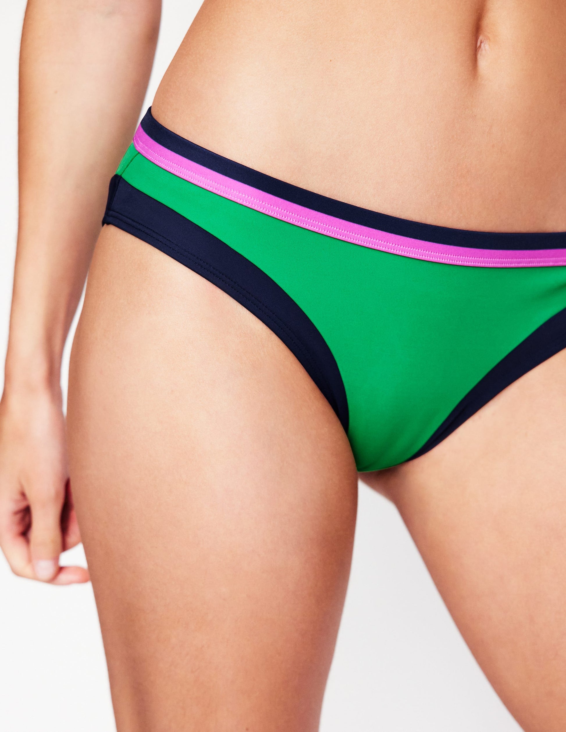 Santorini Bikini Bottoms-Green Colourblock-2
