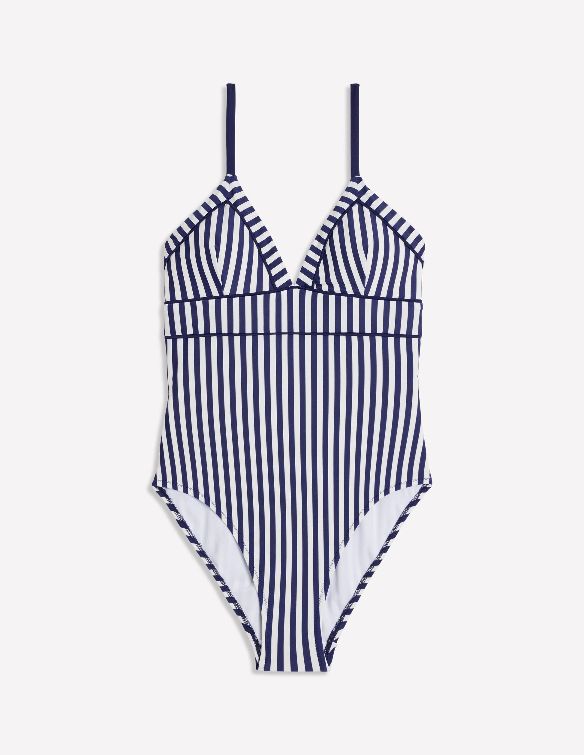 Kasos String V Neck Swimsuit-Navy, Ivory Stripe-5