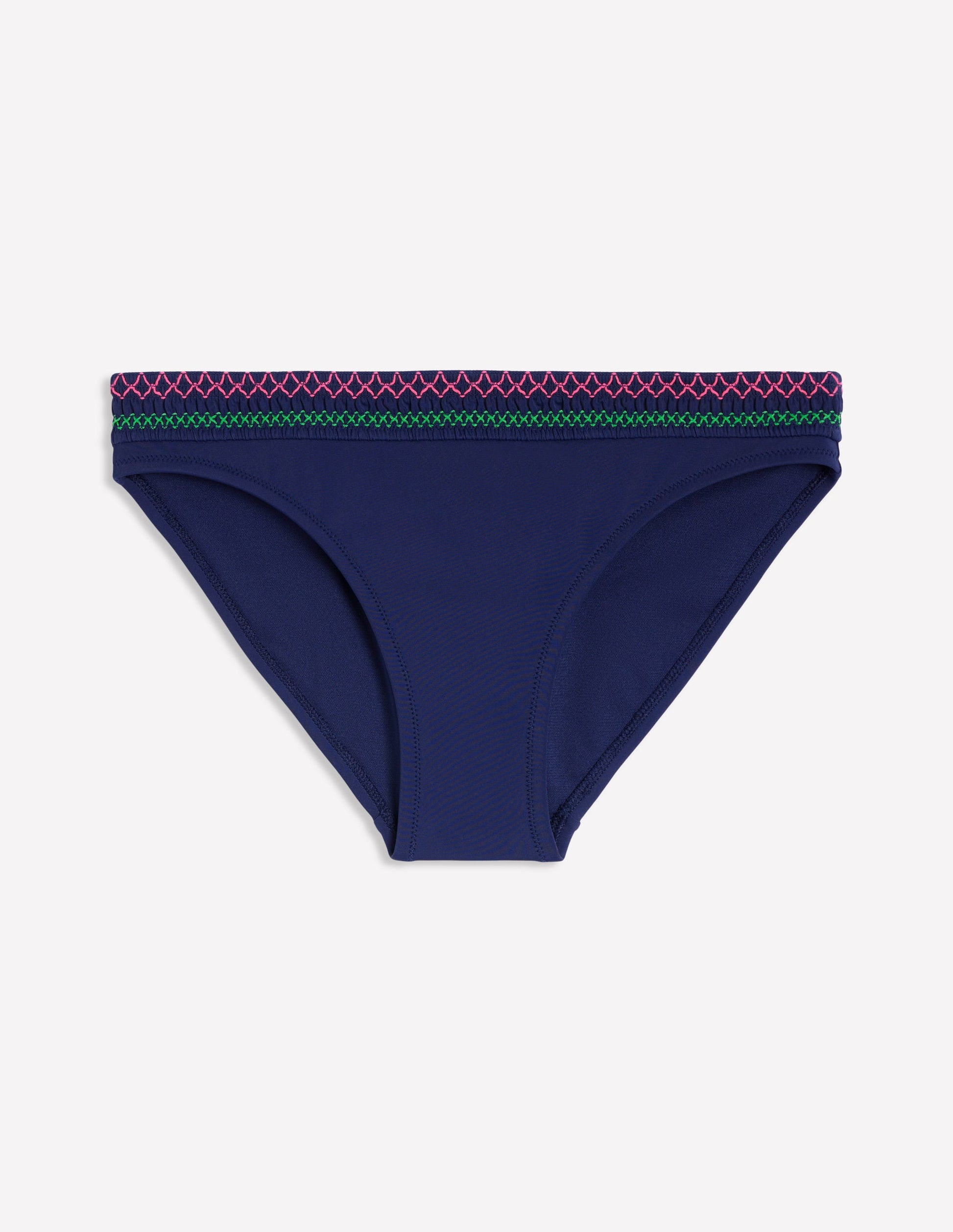 Milos Smocked Bikini Bottoms-Navy-5