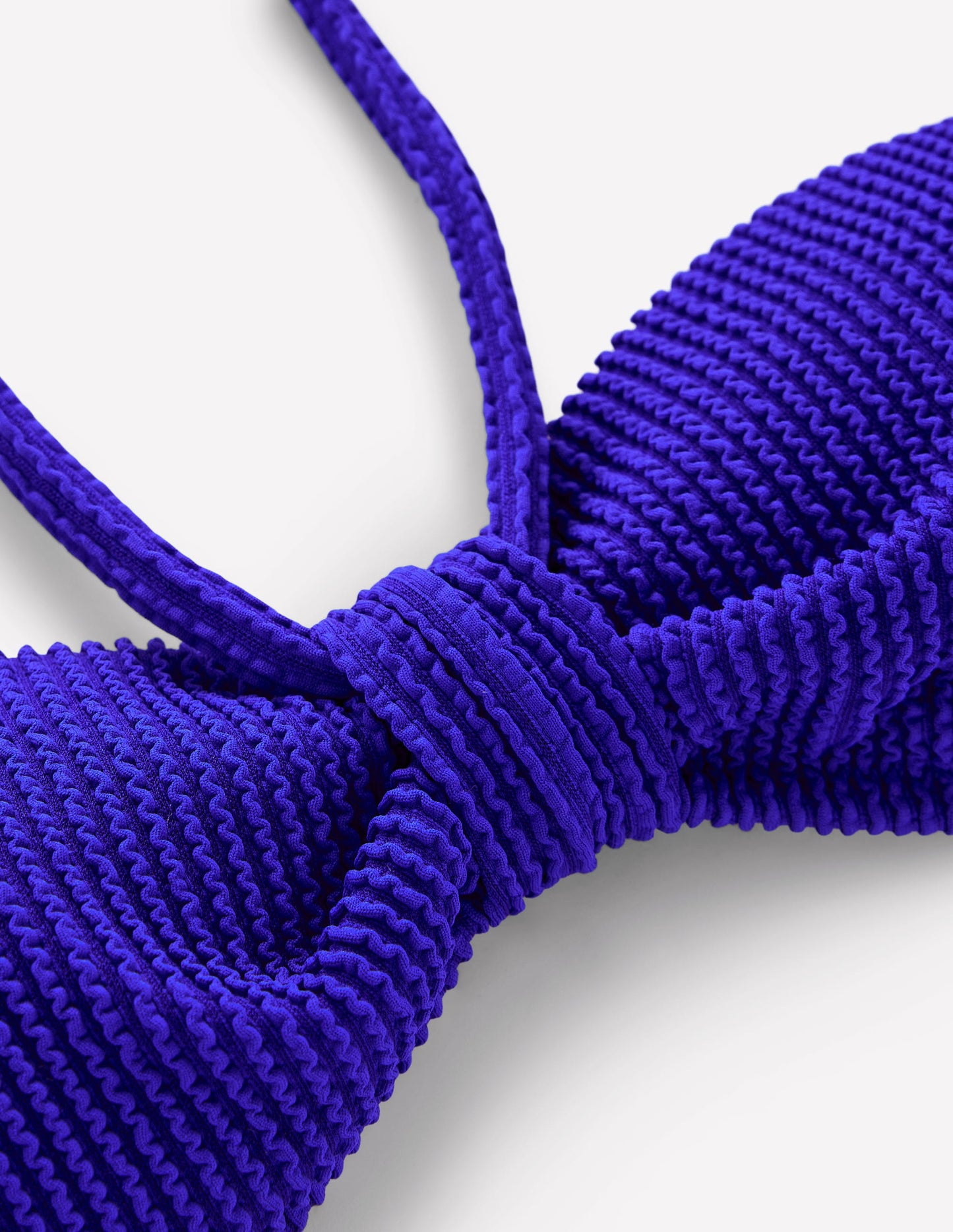 Crinkle Texture Bikini Top-Cobalt