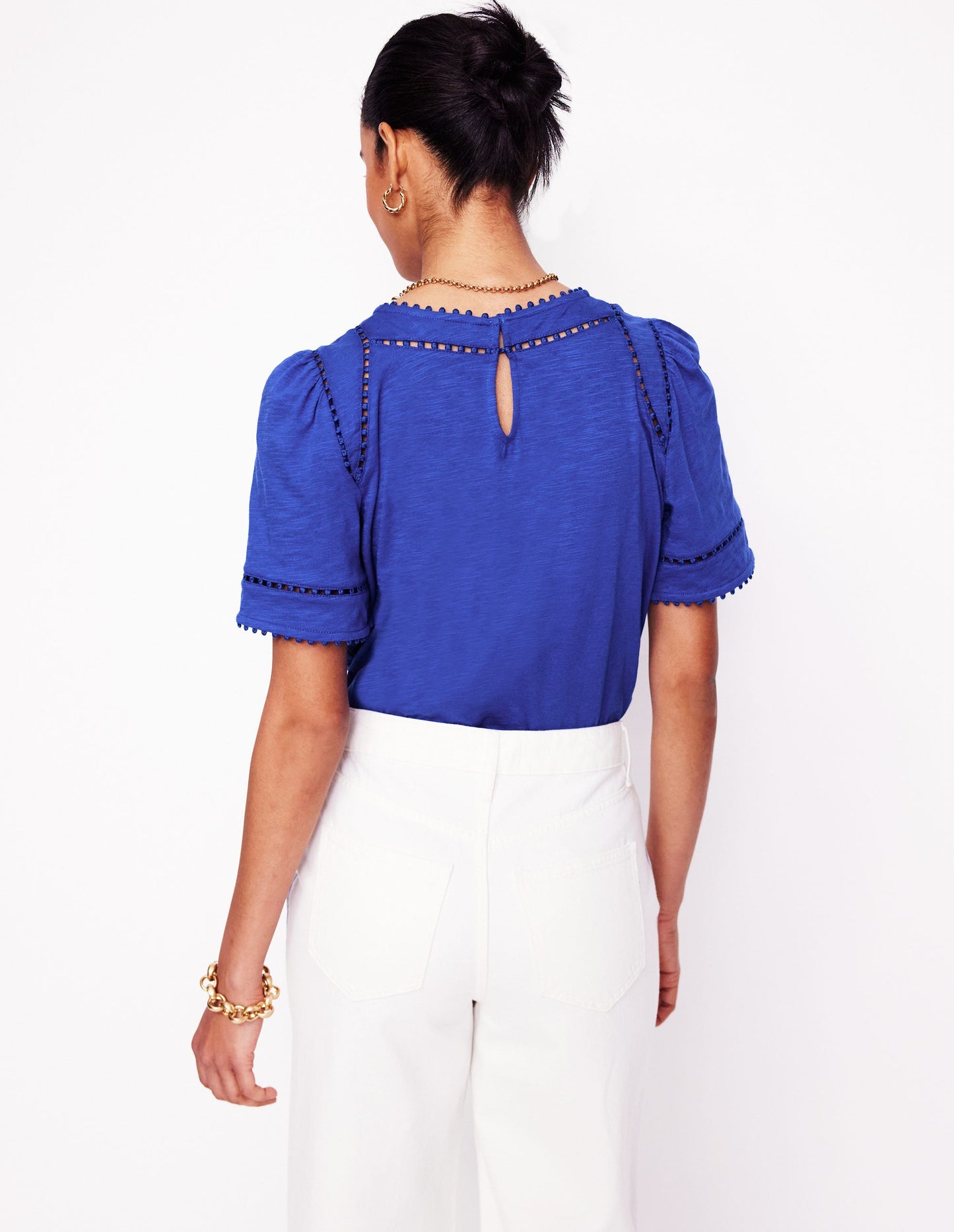 Mila Trim Detail Top-Bright Blue