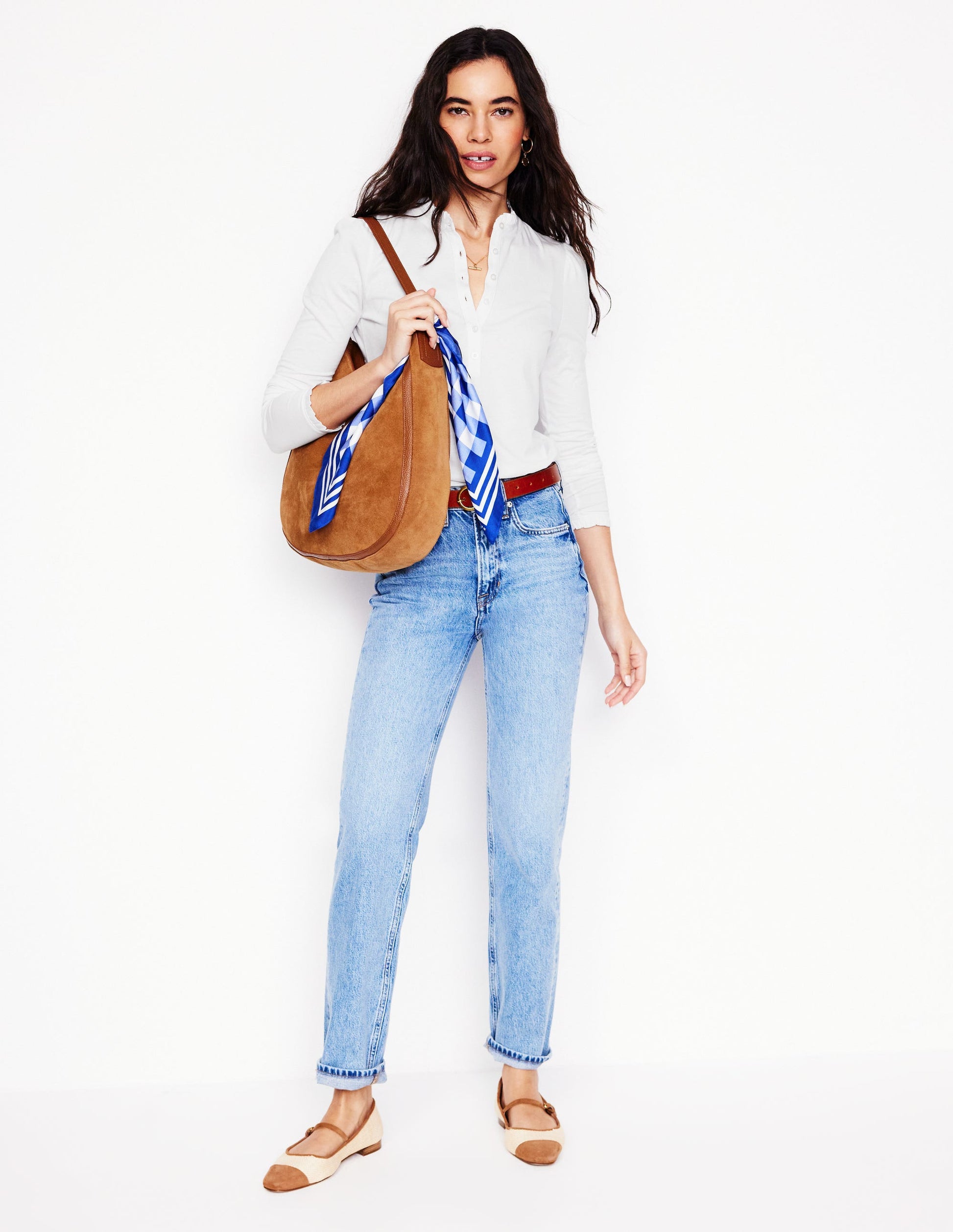 Supersoft Frill Henley Top-White-4