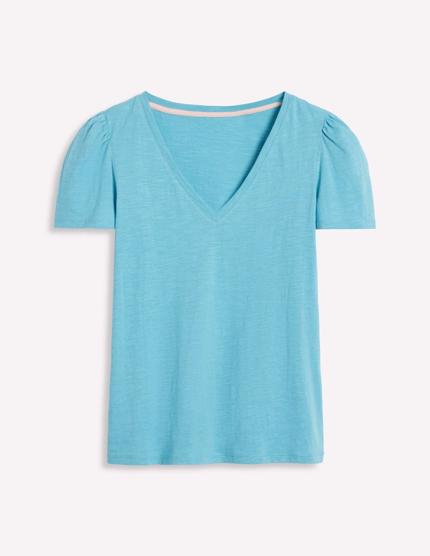 Short Sleeve V Neck T-shirt-Denim Blue, Wildflower Bouquet